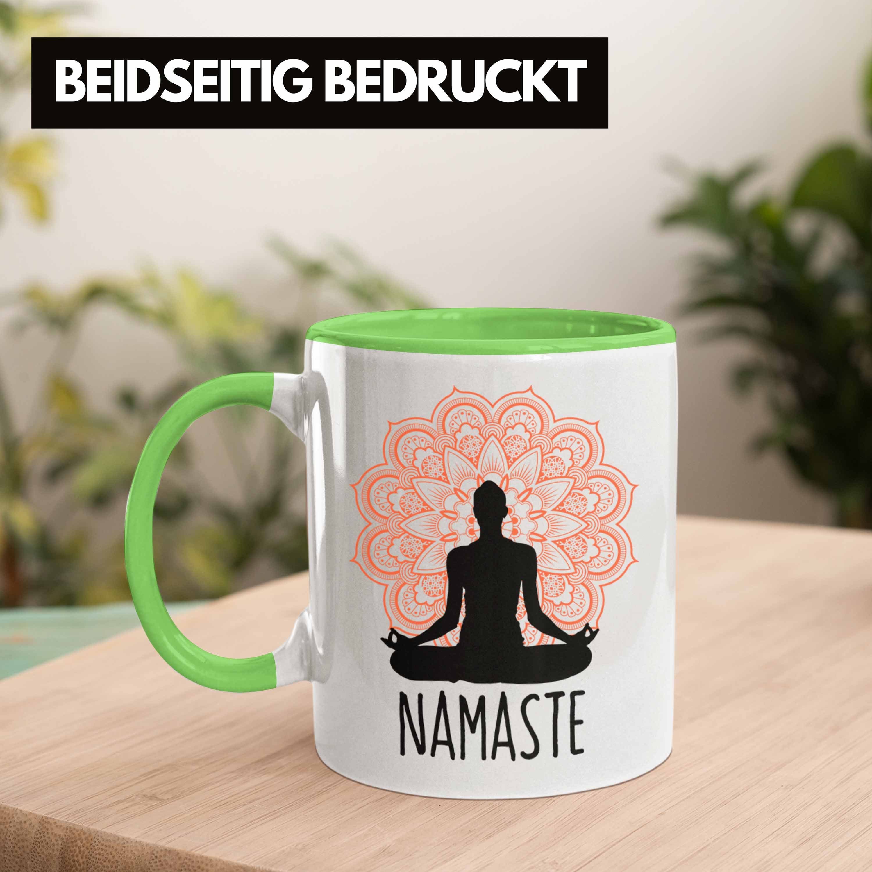 Geschenk Meditationliebhaber Trendation Grün Meditations-Tasse Tasse Inspirierendes Nama für