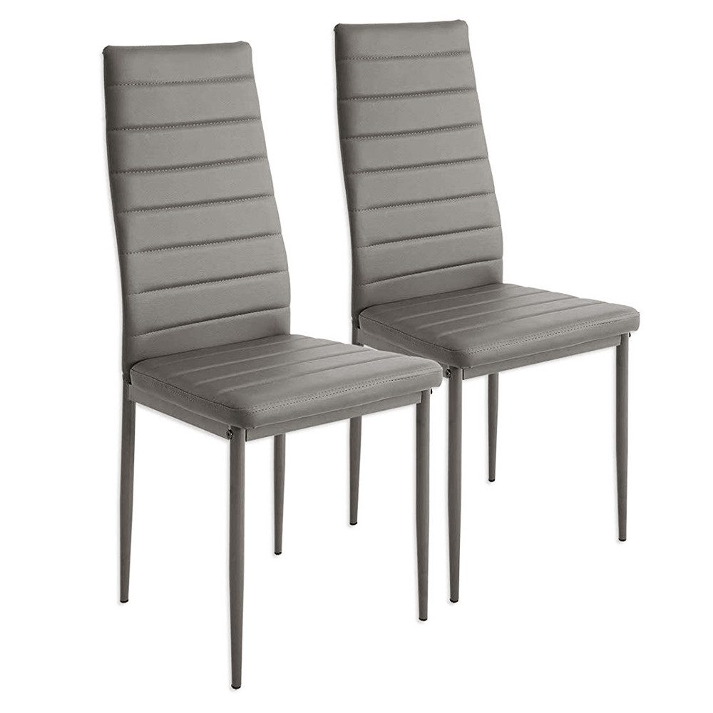 JEOBEST Esszimmerstuhl (2er-Set), Eleganter Stuhl mit hoher Rückenlehne, Kunstleder-Bezug, Polsterstuhl mit Metallbeinen