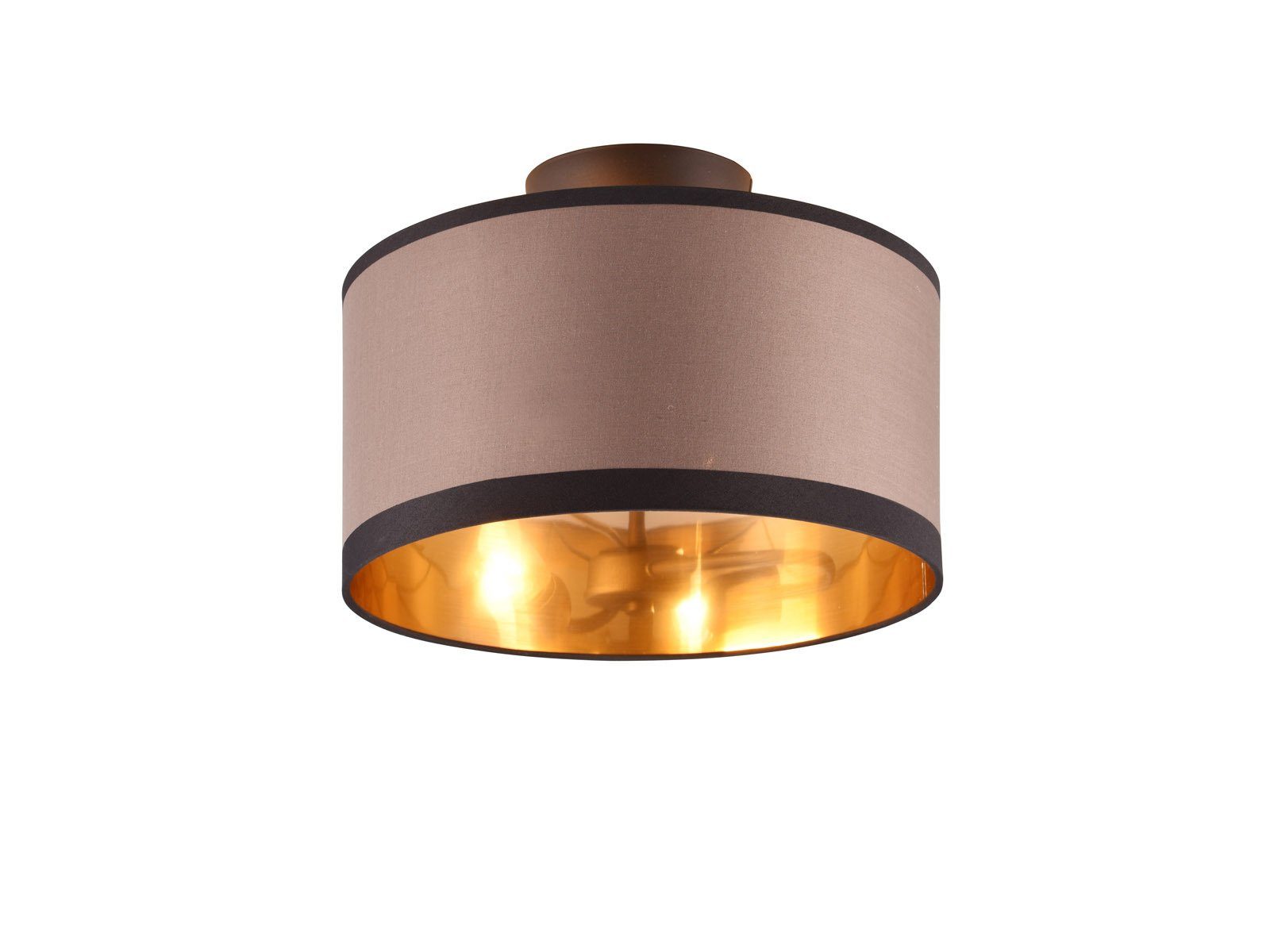 Stoff wechselbar, warmweiß, Lampenschirme LED Treppenhaus, rund Taupe/Gold meineWunschleuchte Deckenleuchte, Ø30cm Designklassiker LED