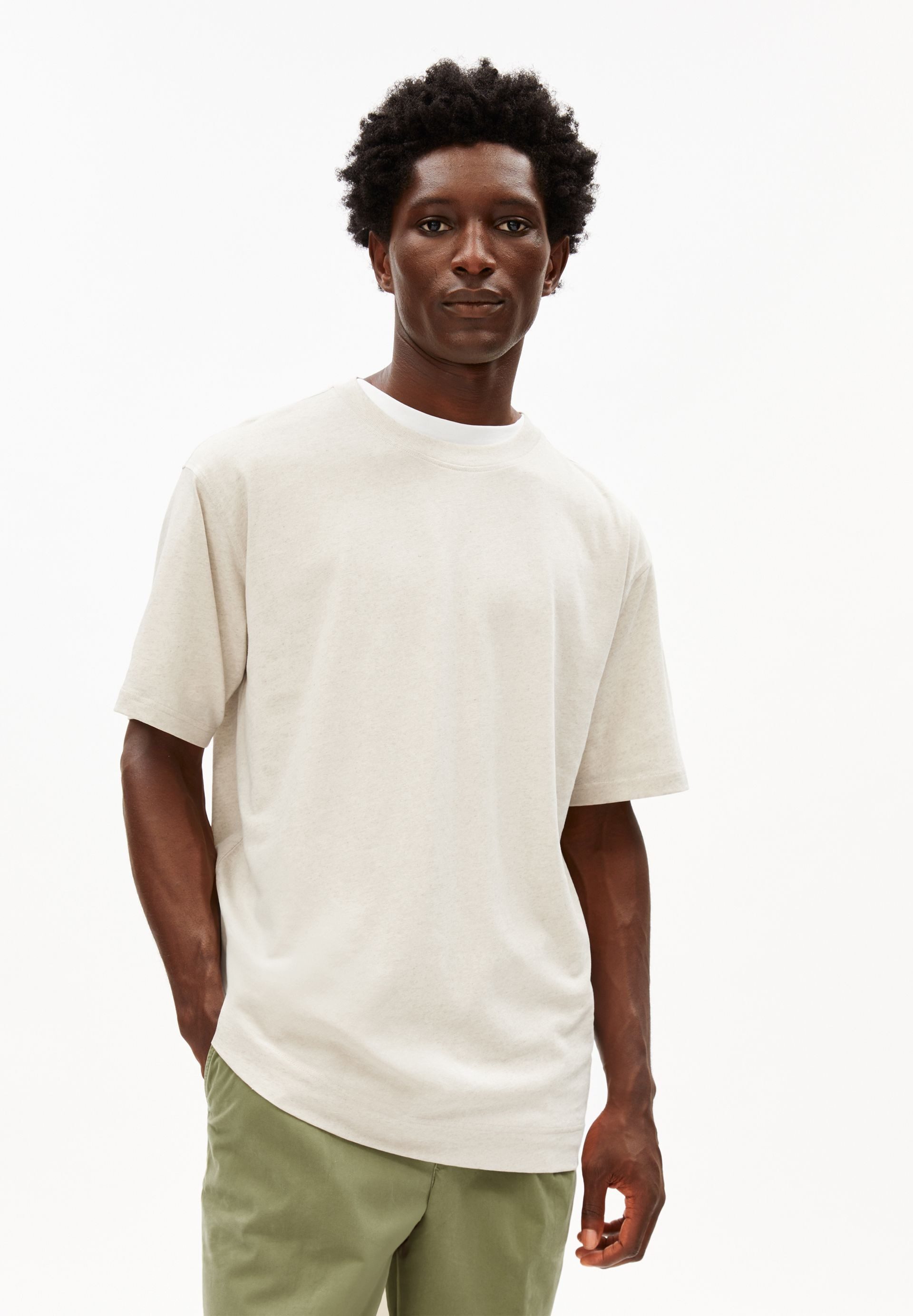 T-Shirt MAARKOS LINEN T-Shirt aus Baumwoll-Leinen-Mix