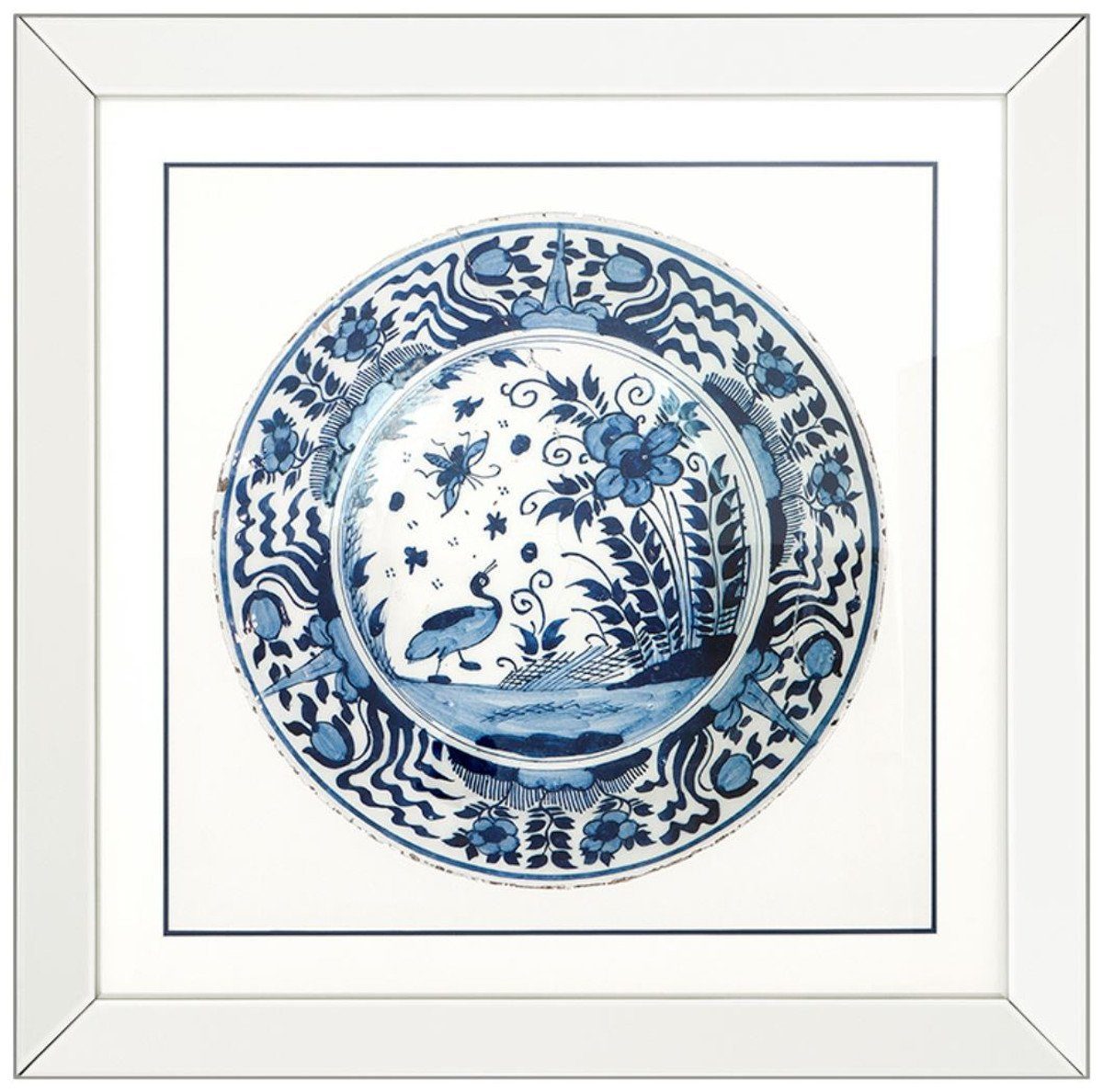 Casa Padrino Bilderrahmen Bilder Teller x Chinesische Kunstdruck Porzellan H. Wanddekoration / / Set 80 Luxus 80 Blau cm Weiß Antike 4er 