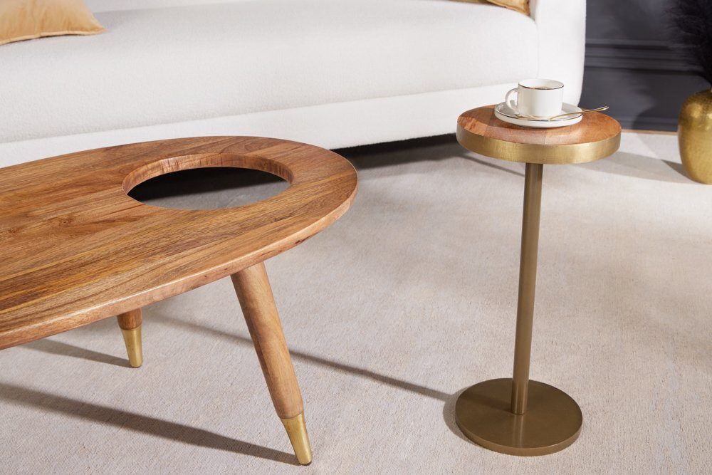 riess-ambiente Couchtisch GATSBY 110cm braun / gold (Set, 2-St), Wohnzimmer · oval · Massivholz · Metall · Beistelltisch · Retro Design – Bild 3 von 5