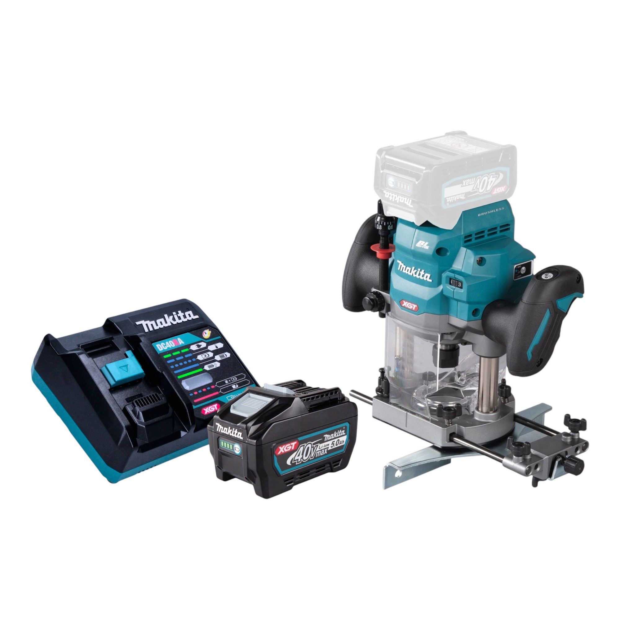 Makita Oberfräse RP 001 GT101 40 V max. 12 mm Brushless + 1x Akku 5,0 Ah + Ladegerät