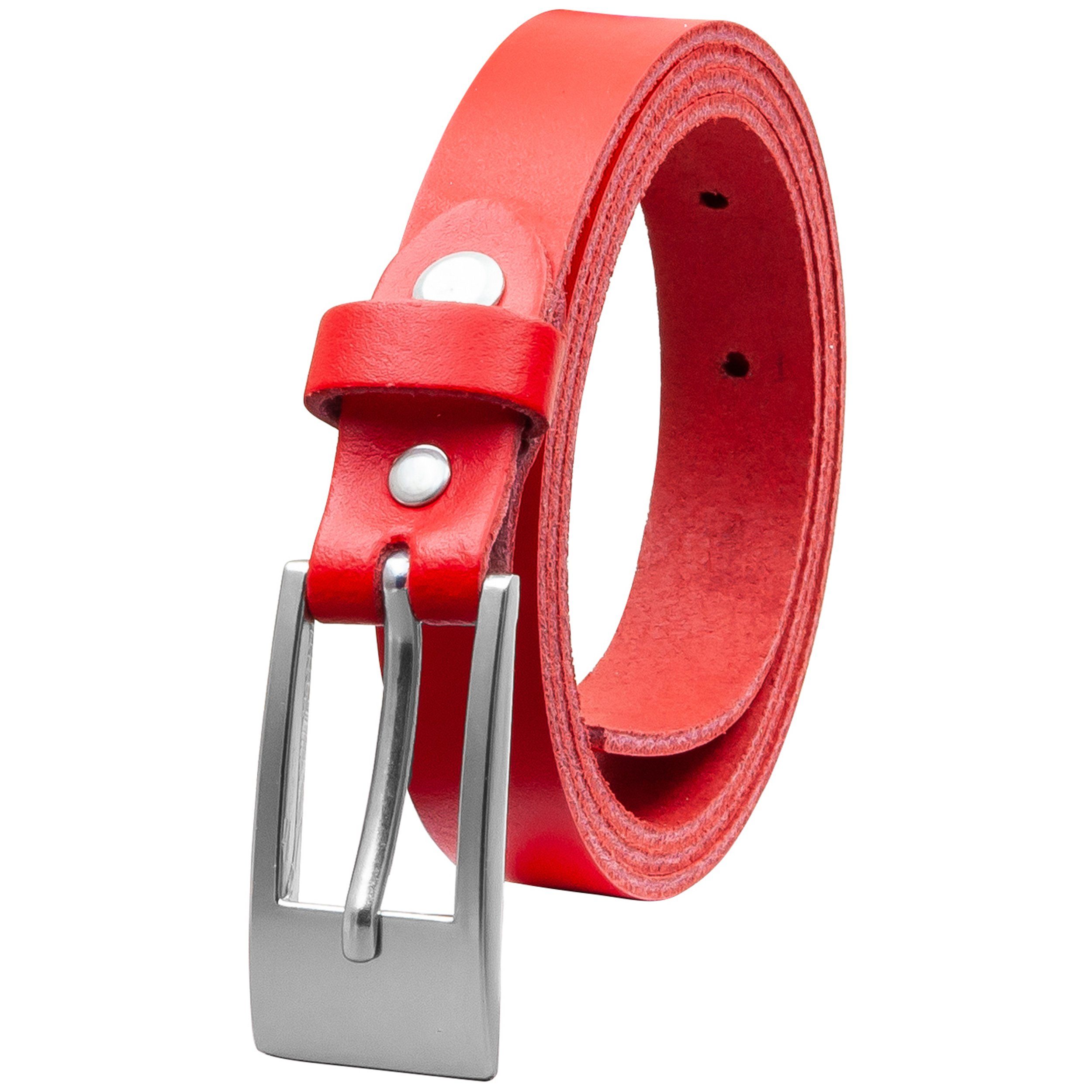 COLOGNEBELT Ledergürtel OM14-SL-Rot MADE IN GERMANY, Rot Kürzbar, 100 % Echtleder, Unisex