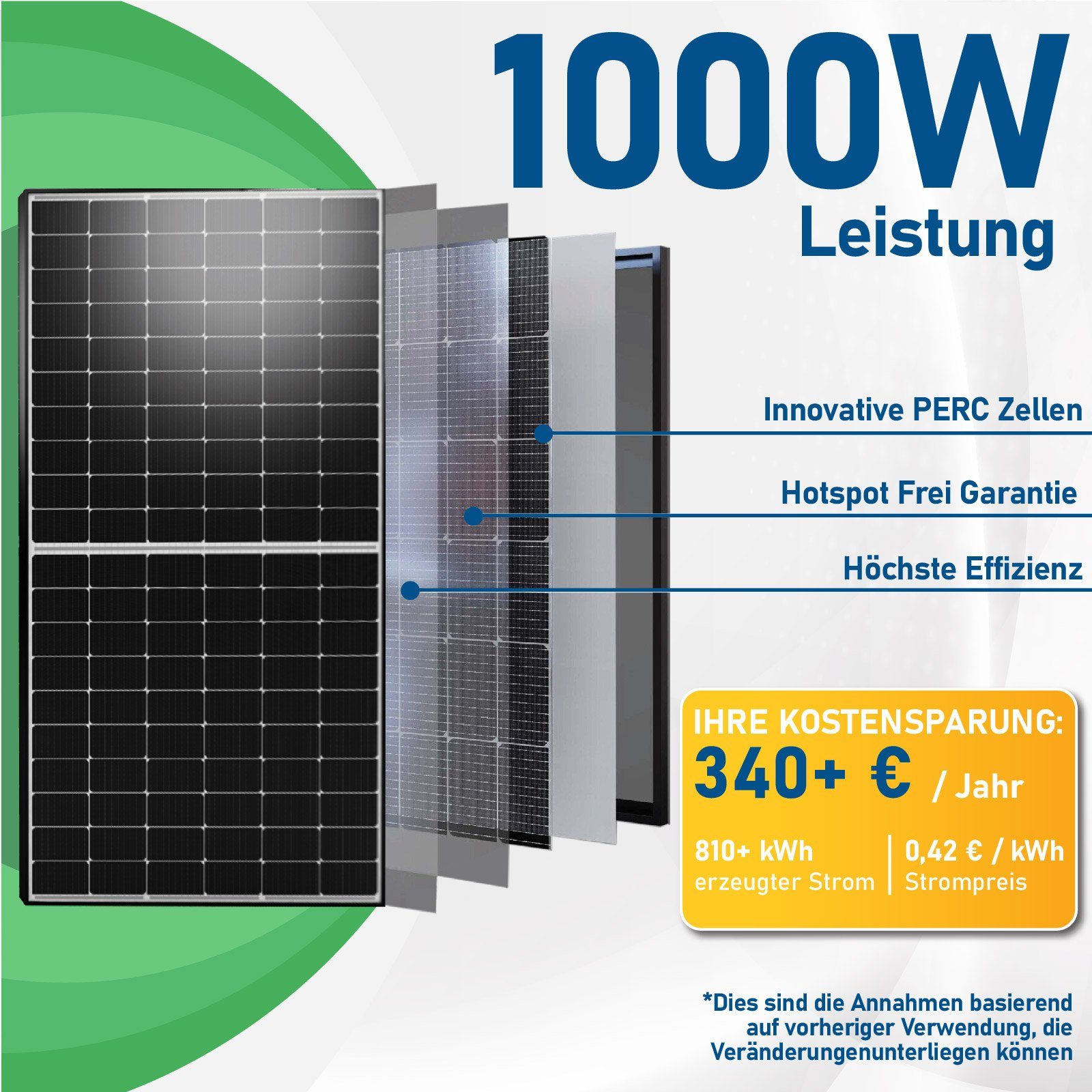 Campergold 800W PV-Montage, Generation WIFI mit Deye Wechselrichter Solaranlage Premium Relais Aufständerung Neu Süd 1000W Light(Groß) Balkonkraftwerk