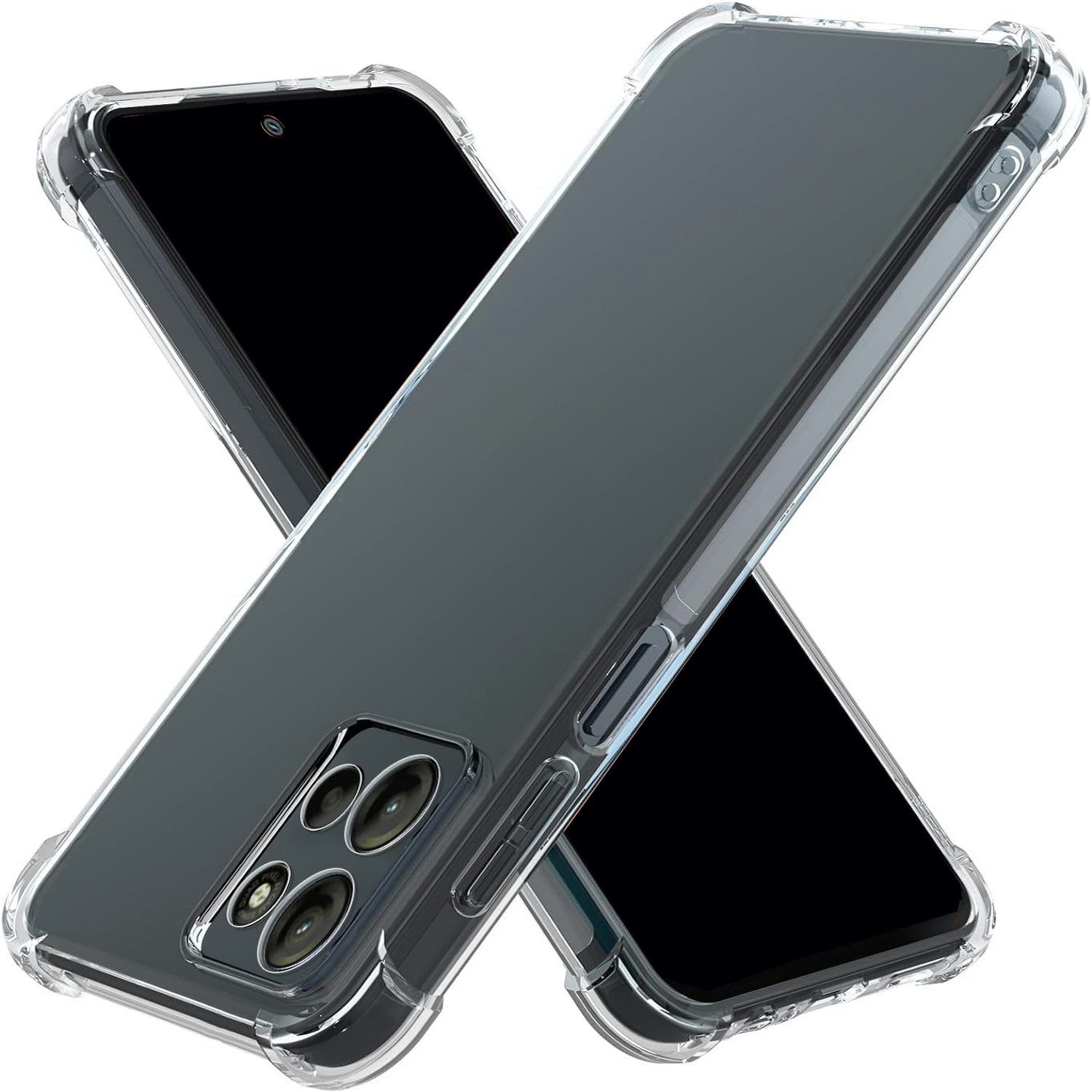 Wigento Handyhülle für Motorola Moto G17 / G15 / Power Schock TPU Silikon Transparent 6,72 Zoll, Silikon TPU Handy Schutz Hülle verstärkte Ecken