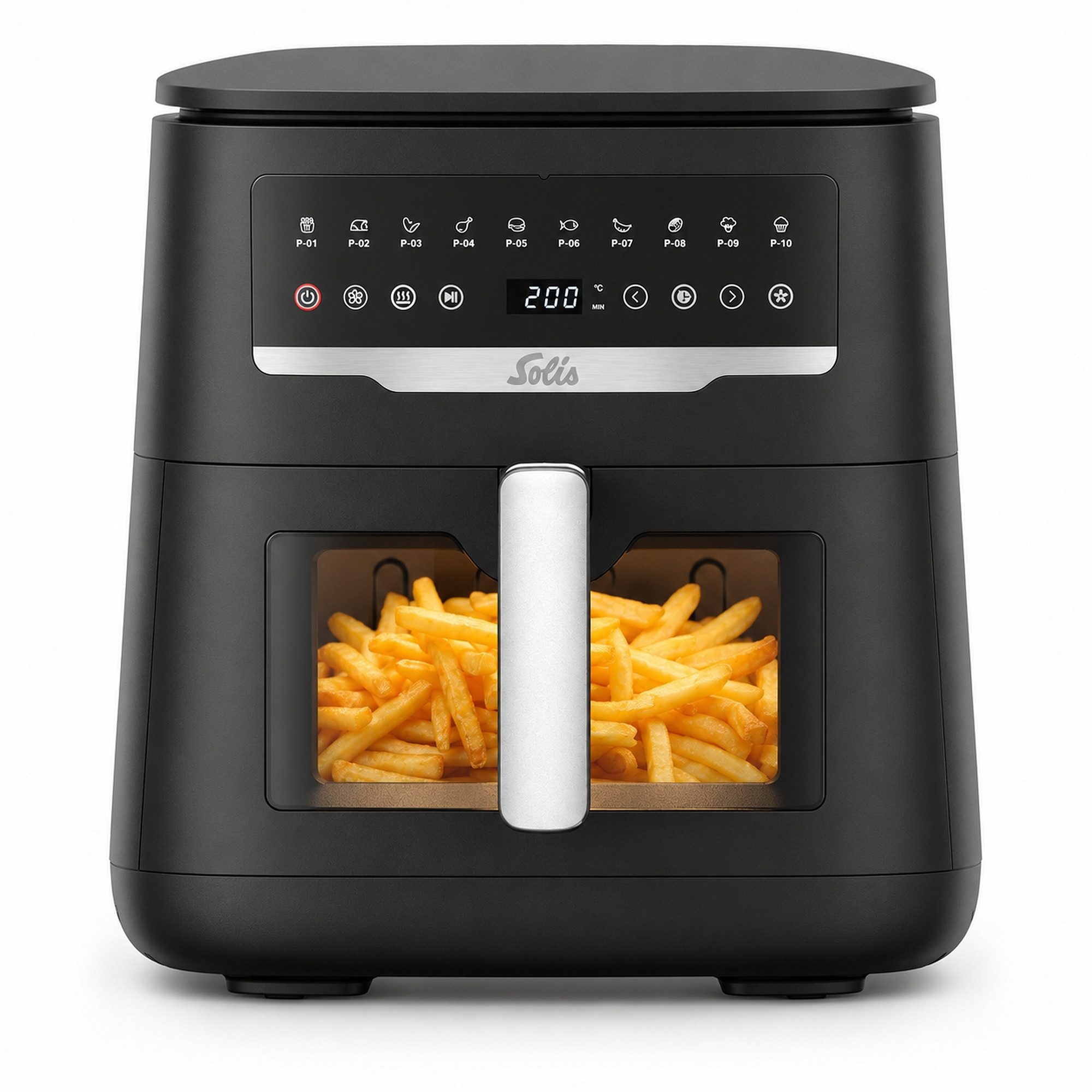 SOLIS OF SWITZERLAND Heißluftfritteuse Air Fryer Uno, Typ 8101, 10 Programme, Sichtfenster, Rapid Air, zuschaltbare Unterhitze