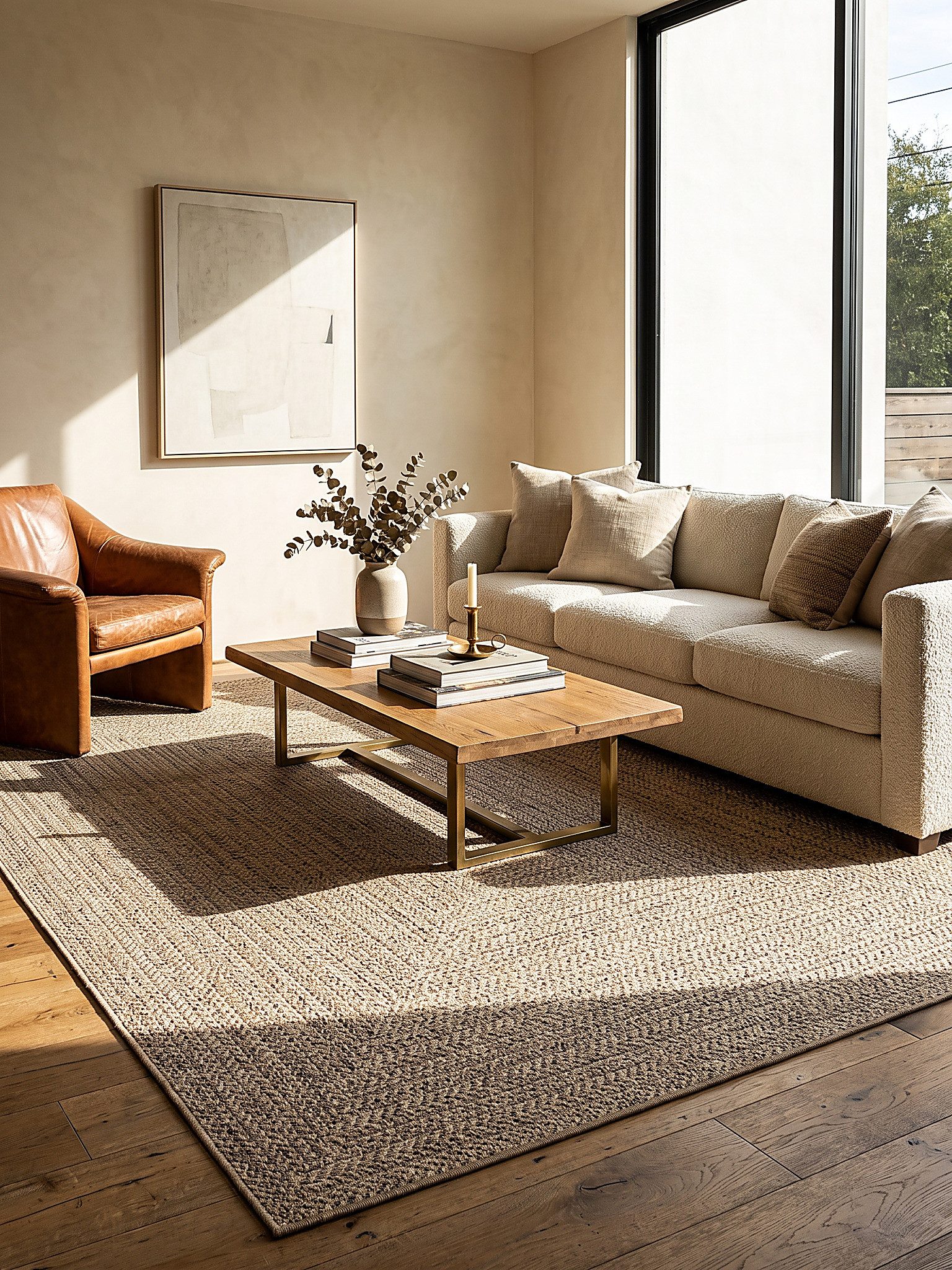 KADIMA DESIGN Teppich CORDEV Teppichläufer Natur 60x90 Bordüre Polypropylen Wohnzimmer, Rechteckig, Höhe: 4 mm, Saugroboter-geeignet, Strapazierfähig, Pflegelei – Bild 5 von 5