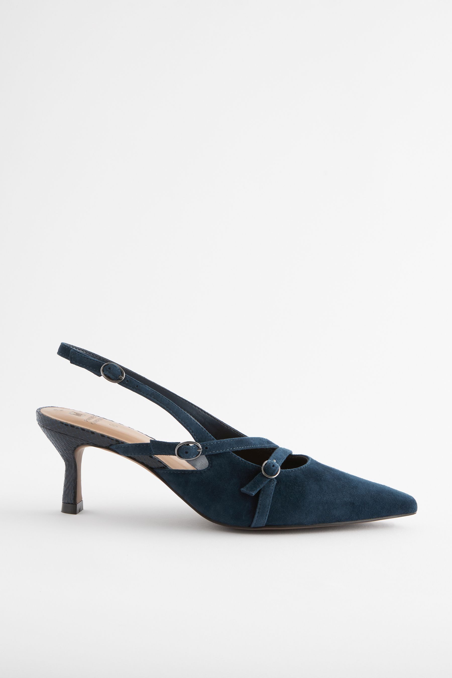 Forever Comfort® Leder-Slingbacks mit Schnallen Slingpumps