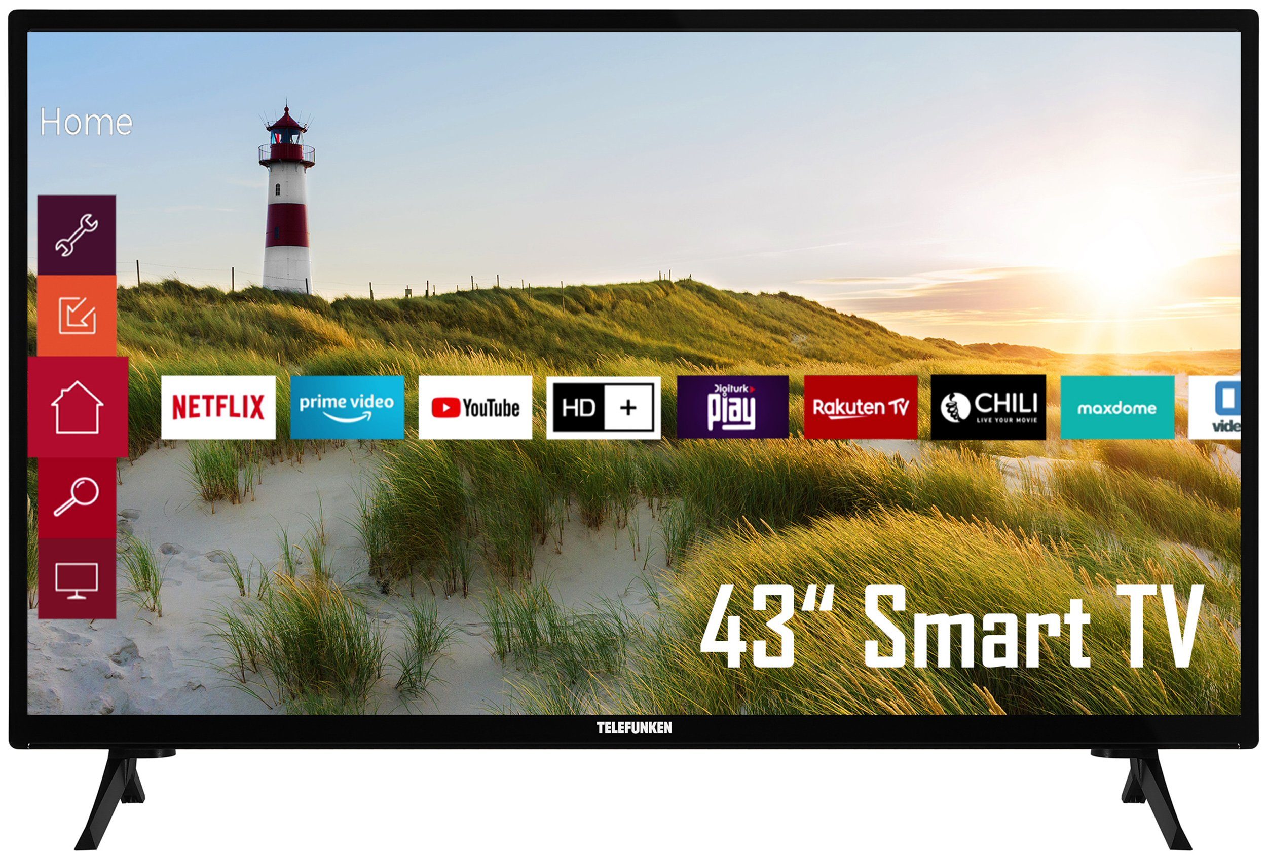 Telefunken XF43K550 LCD-LED Fernseher (108 cm/43 Zoll, Full HD, Smart TV, Triple-Tuner, HDR, 6 Monate HD+ gratis)