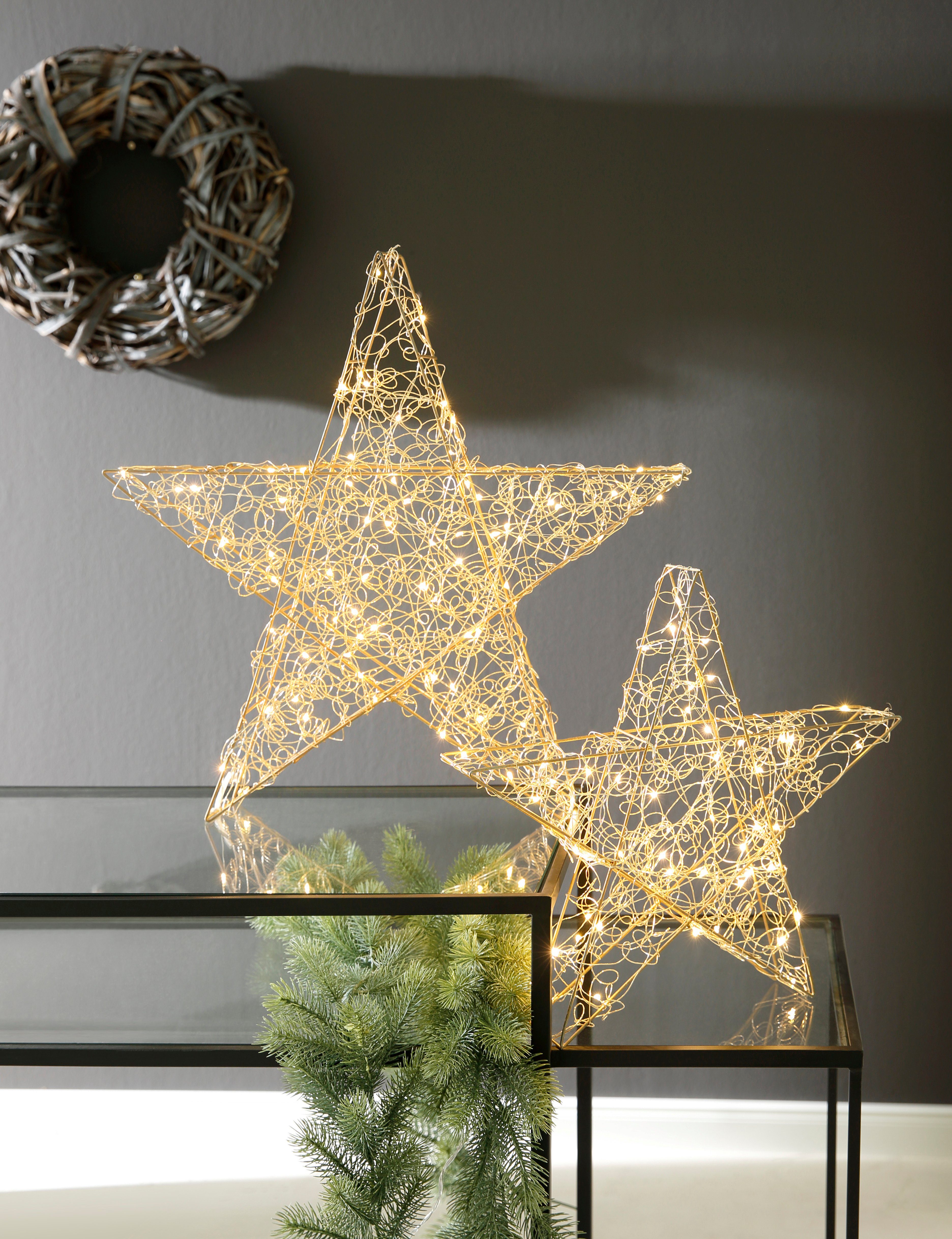 Stern, fest aus Draht, Warmweiß, aussen Weihnachtsdeko LED Weihnachtsstern integriert, Design LED AM