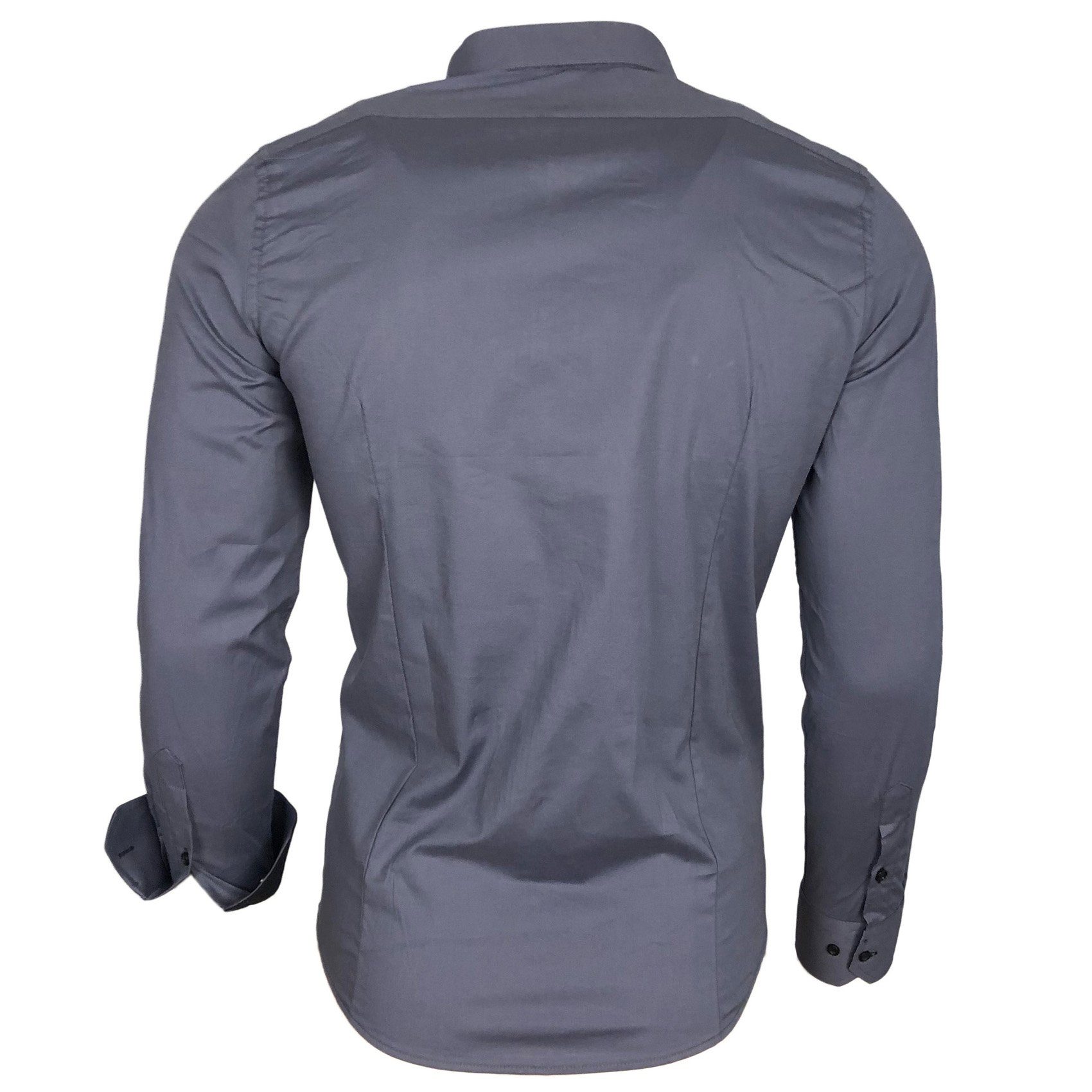 Baxboy Langarmhemd Baxboy Herren Kontrast Hemden Business Freizeit modernes Hemd B-500