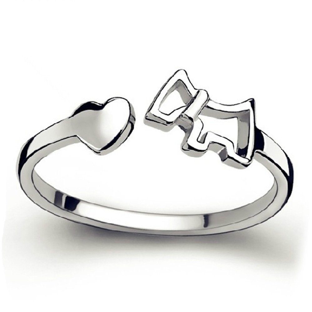 Invanter Fingerring Öffnungsring und Schwanz Ring Mode Silber überzogener Schmuck, inkl.Geschenkbo