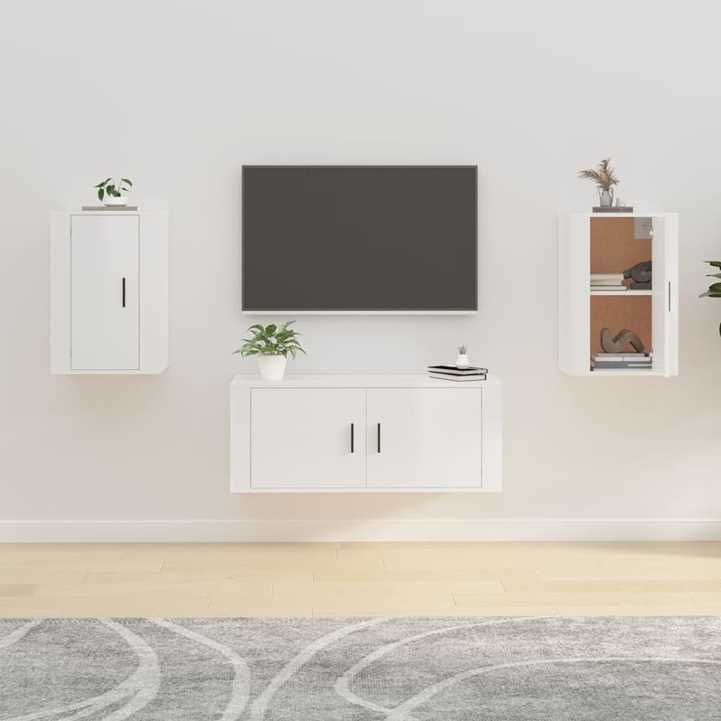 40x34,5x60 Stk. furnicato cm 2 TV-Schrank Hochglanz-Weiß TV-Wandschränke