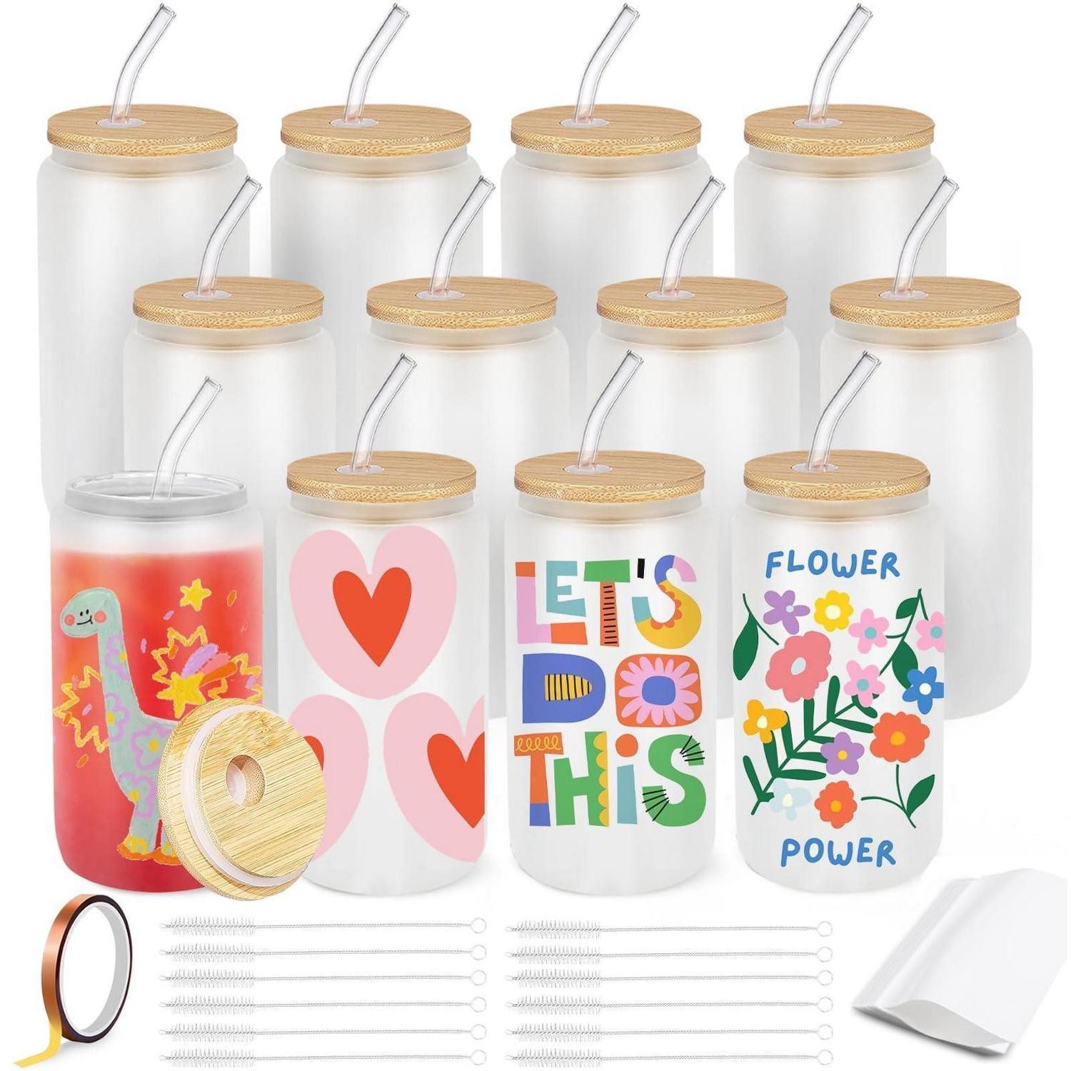 LuxusKollektion Tumbler-Glas 16OZ Sublimationsgläser Set 12er