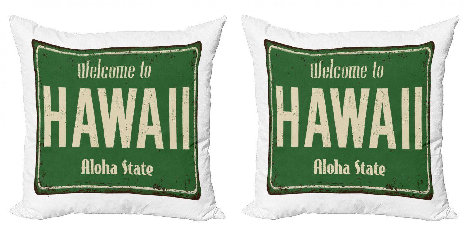 Kissenbezüge Modern Accent Doppelseitiger Digitaldruck, Abakuhaus (2 Stück), Aloha Willkommen auf Hawaii Weinlese