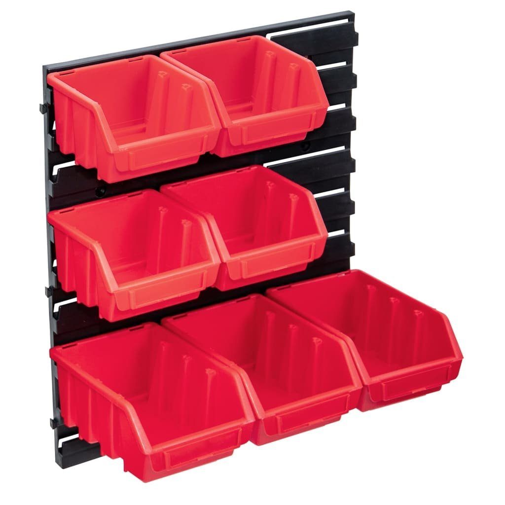 vidaXL Werkzeugbox 8-tlg. Behälter-Set für Kleinteile mit Wandplatte Rot Schwarz