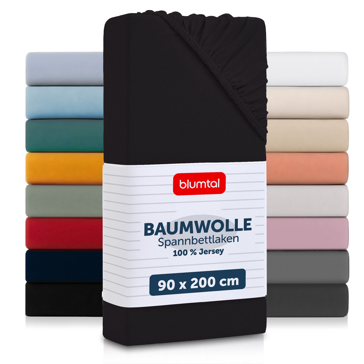 Blumtal Spannbettlaken Blumtal Basics 100% Baumwolle - Jersey, Baumwolle, Gummizug: Rundum, (1 Stück), Jersey Bettlaken - atmungsaktiv, strapazierfähig und faltenfrei