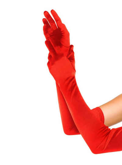 Leg Avenue Kostüm Satin Handschuhe extra lang rot, Lange Damenhandschuhe aus feinem Stoff
