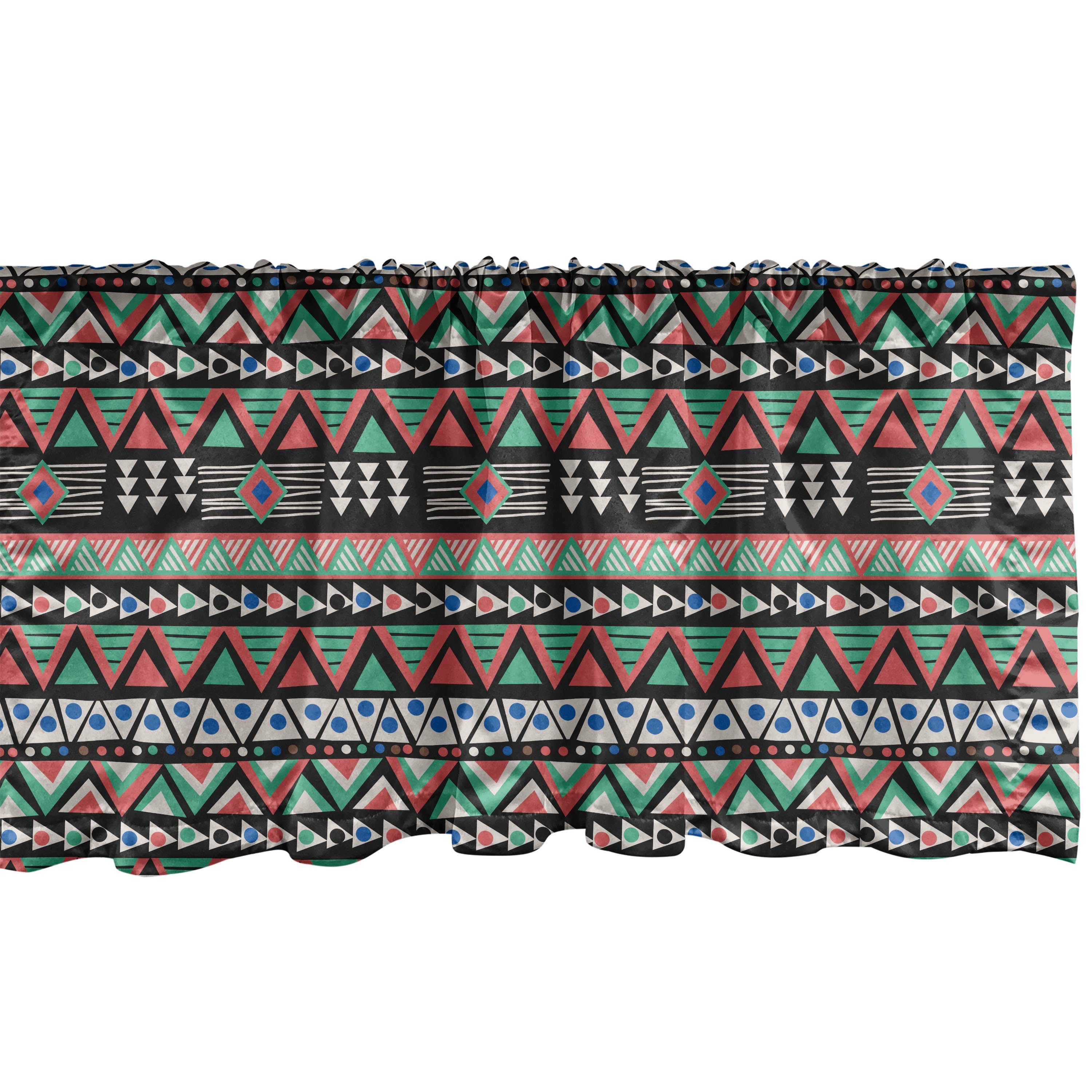 Scheibengardine Vorhang Volant für Stangentasche, Microfaser, Kunst Küche Art mit Abakuhaus, Triangles Dekor Aztekisch Schlafzimmer Ethnische
