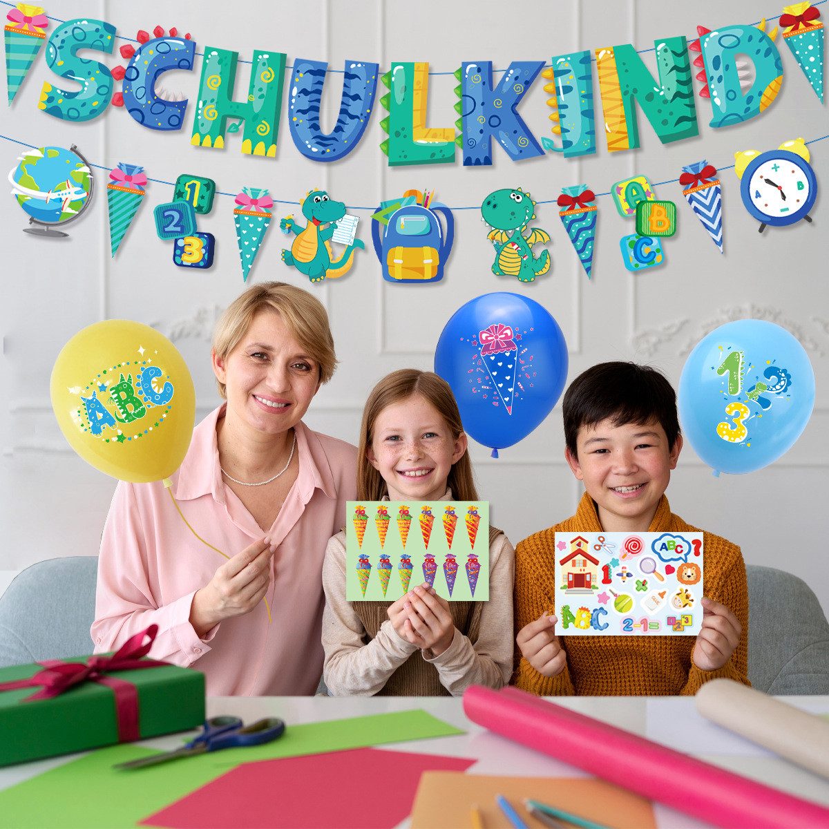 XDeer Partyanzug 1 Set Banner Schule Klassenzimmer Party Decor, Einschulung Deko Schulanfang Aufklebers Mädchen Jungen
