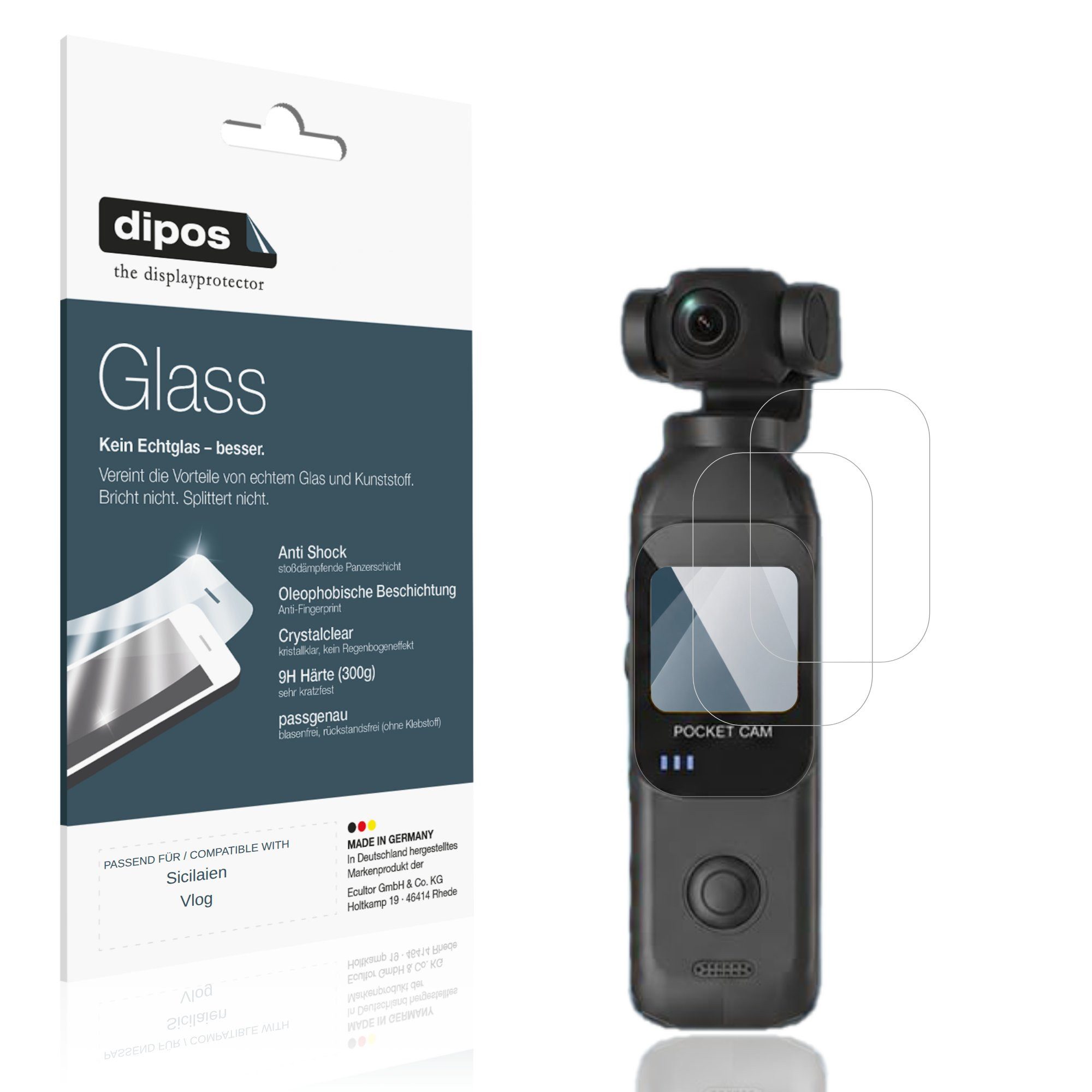 dipos Displayschutzfolie Schutzfolie für Sicilaien Vlog, 2 Stück, Displayschutz Schutz Folie Made in Germany