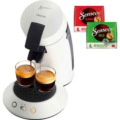 Philips Senseo Kaffeepadmaschine Original Plus CSA210/10, aus 80% recyceltem Plastik, +3 Kaffeespezialitäten, Memo-Funktion, Gratis-Zugaben (Wert €5,-UVP)
