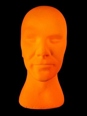 PSYWORK Dekofigur Schwarzlicht Deko Kopf "Glowhead" Orange, UV-aktiv, leuchtet unter Schwarzlicht