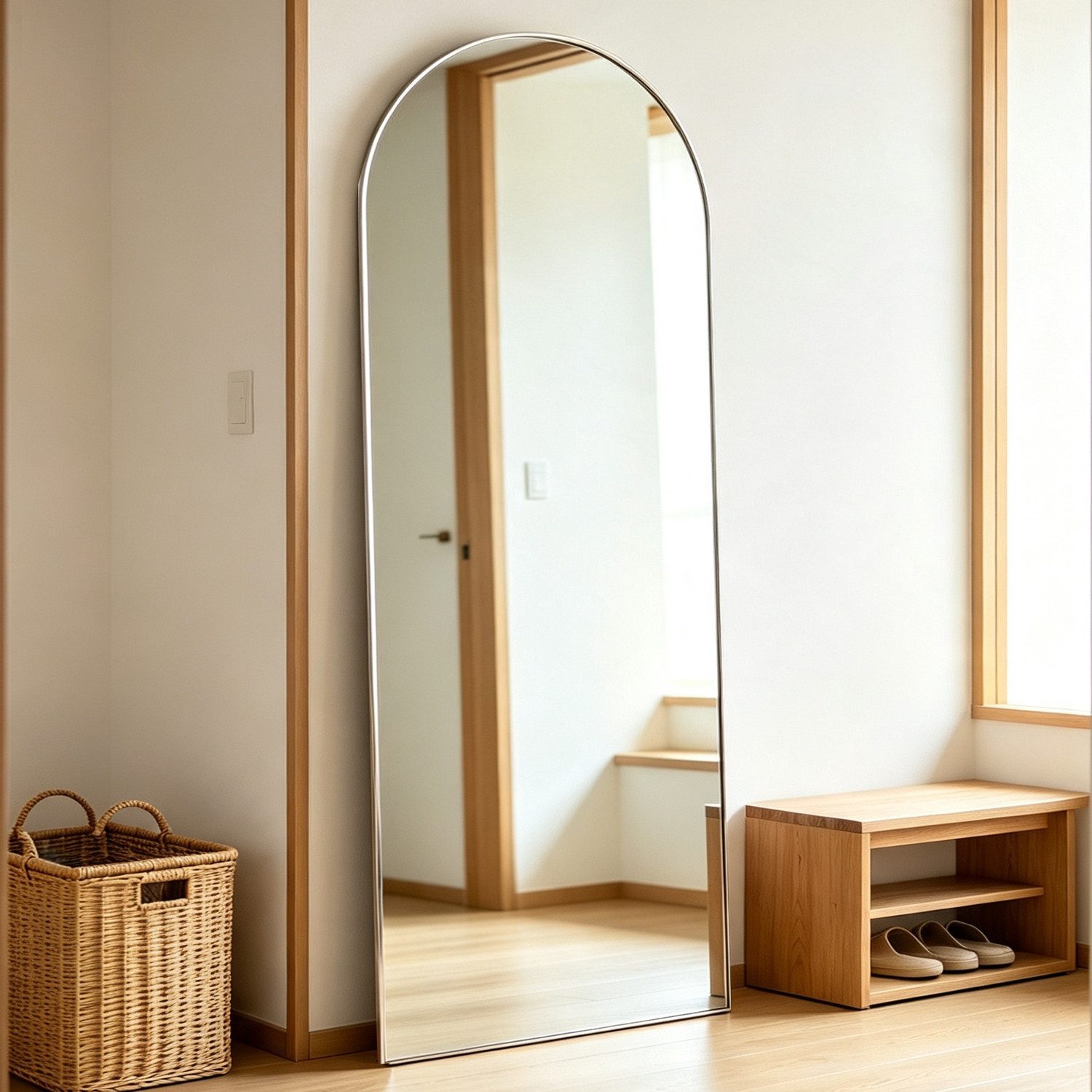 CASSILANDO Ganzkörperspiegel gewölbter Bodenspiegel, großer Boden-Spiegel,mit Alu-Rahmen,162*53cm (Packung), Ganzkörperspiegel mit Halterung, Wandspiegel,Gewölbter Schminkspiegel