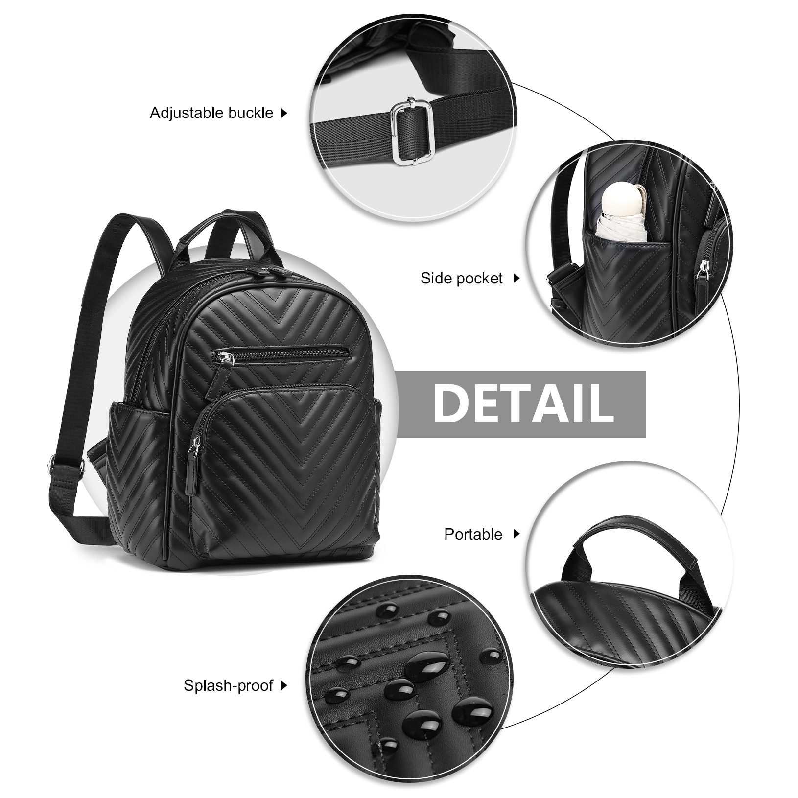 Miss Lulu Minirucksack Damen-Rucksack aus PU-Leder, wasserdicht & diebstahlsicher für Alltag