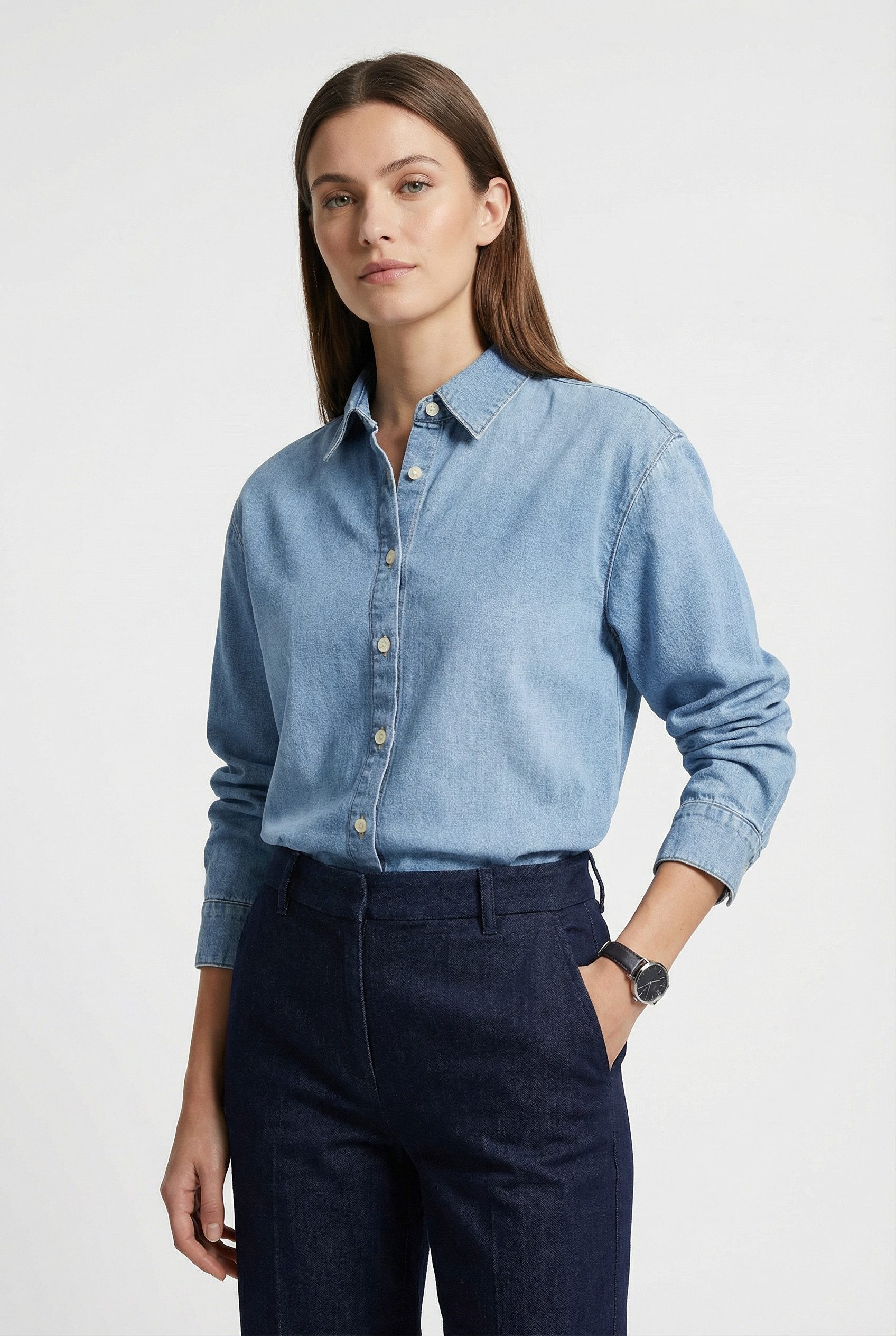 Calvin Klein Jeans Jeansbluse OVERSIZED SHIRT VINTAGE BELL Oversize fit mit Rundhalsausschnitt