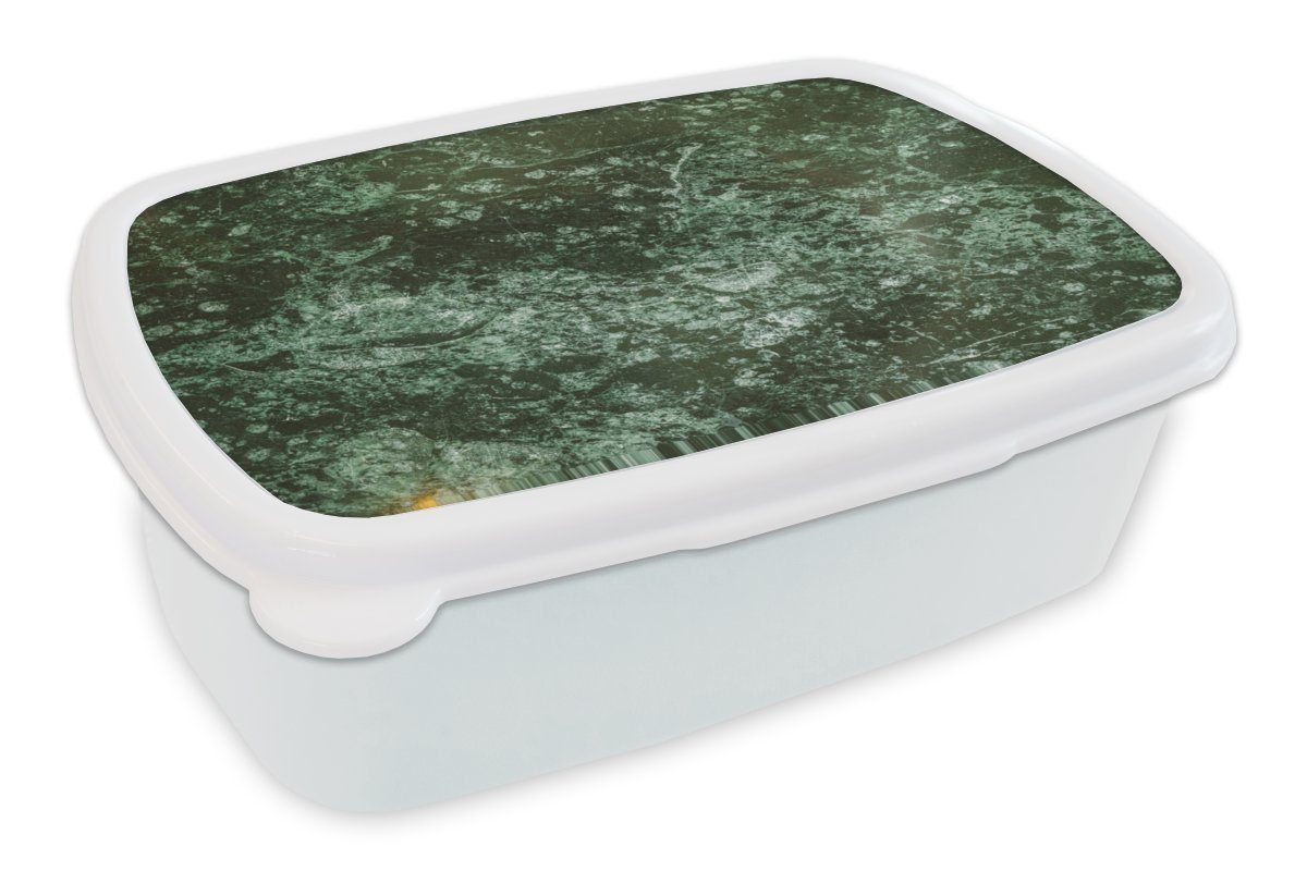 MuchoWow Lunchbox Eiscreme - Grün - Textur, Kunststoff, (2-tlg), Brotbox für Kinder und Erwachsene, Brotdose, für Jungs und Mädchen weiß