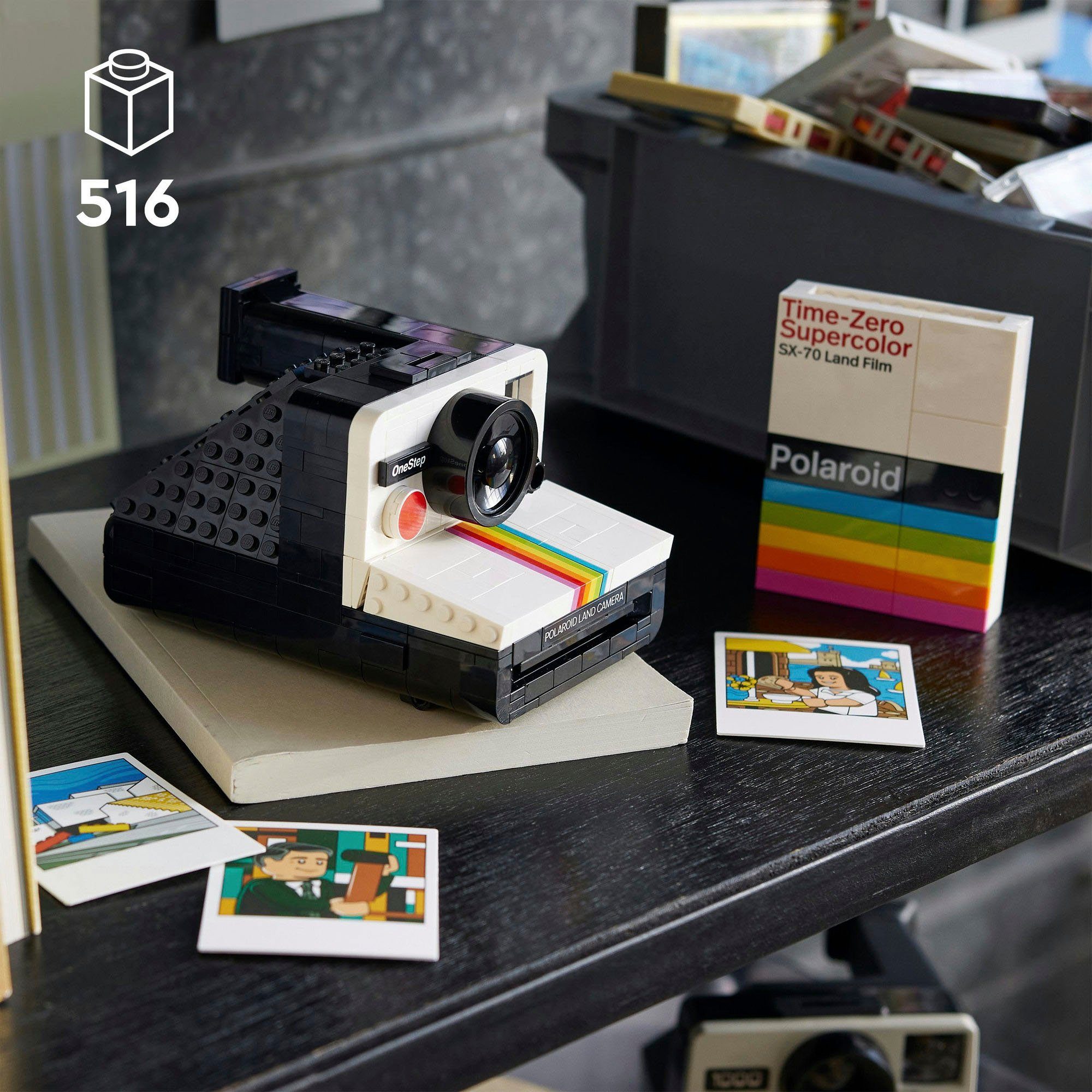 LEGO® Polaroid OneStep SX-70 Sofortbildkamera (21345), LEGO Ideas Konstruktionsspielsteine, (516 St), Made in Europe