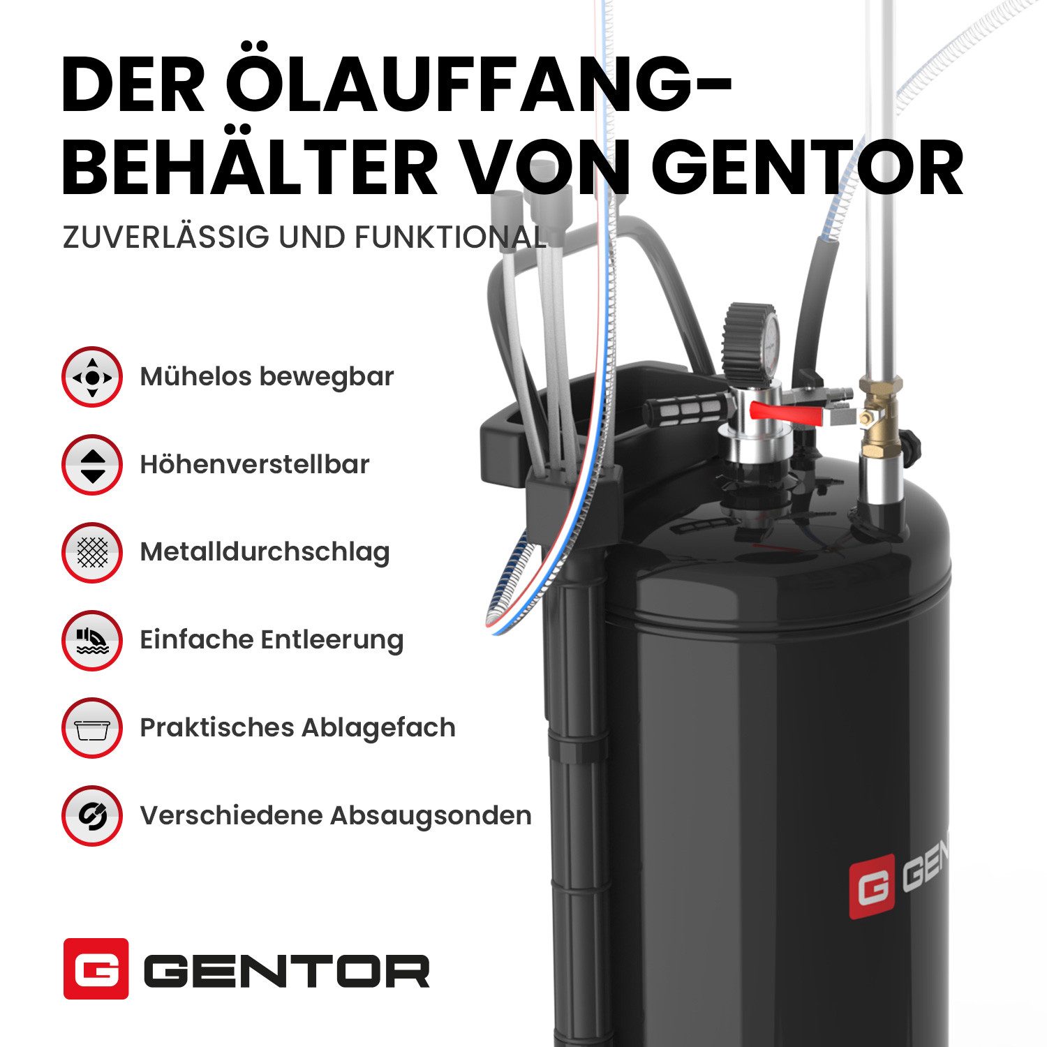 GENTOR Ölabsaugpumpe Ölauffangwanne Ölauffangsystem Ölauffangwanne Ölauffangwagen 80L