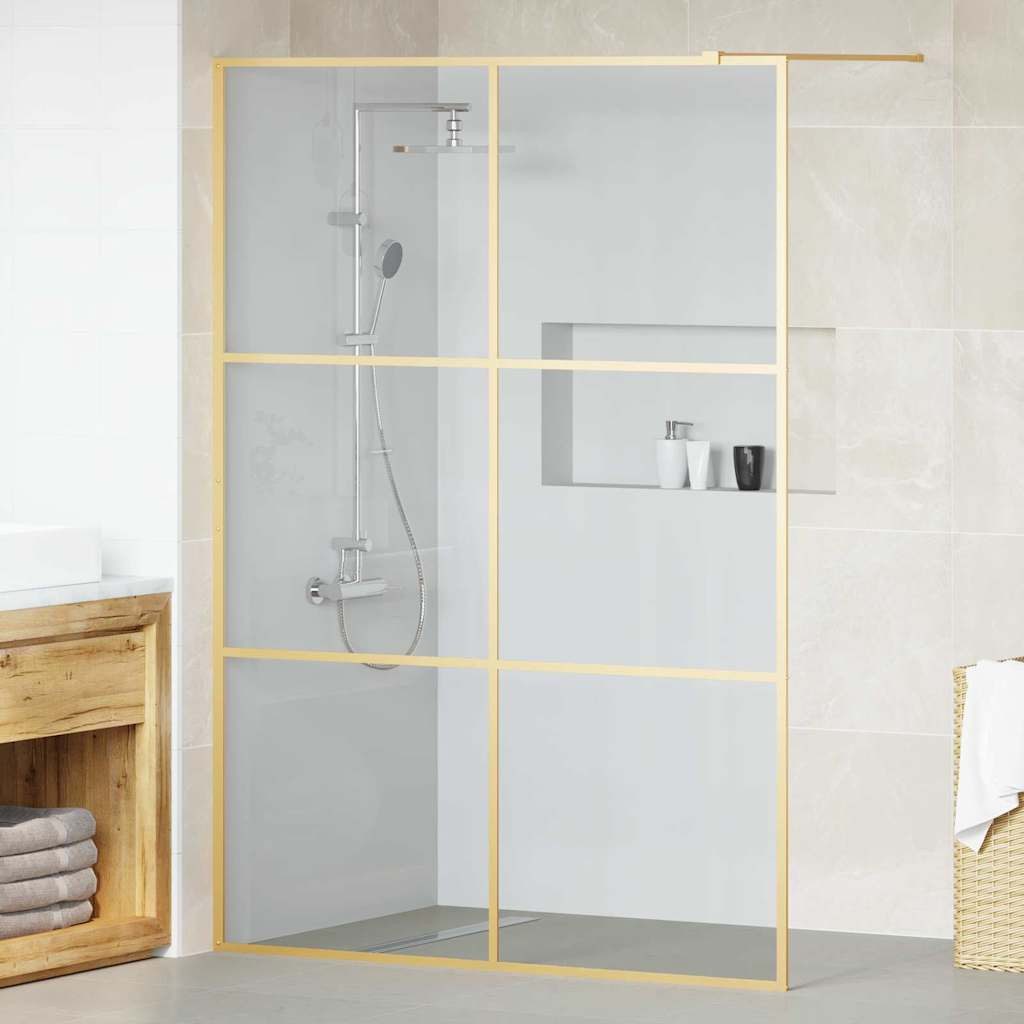 vidaXL Duschwand Walk-in Duschwand Gold 140 x 195 cm Gehärtetes Glas, (1 tlg) – Bild 2 von 5