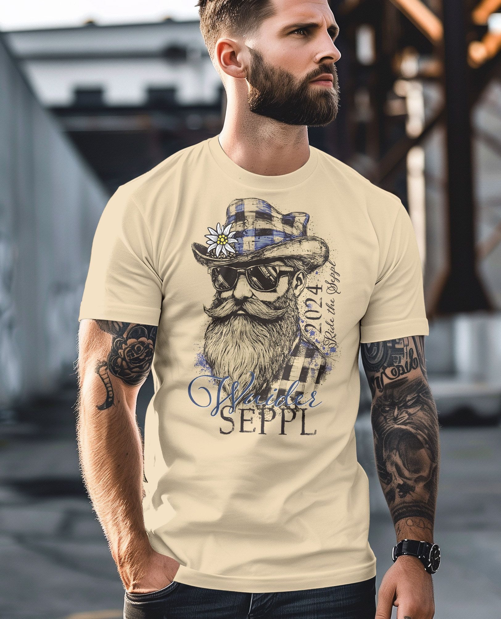 Neverless Print-Shirt Herren T-Shirt Trachtenshirt Bayern Dialekt Schriftzug Vuider Seppl mit Print