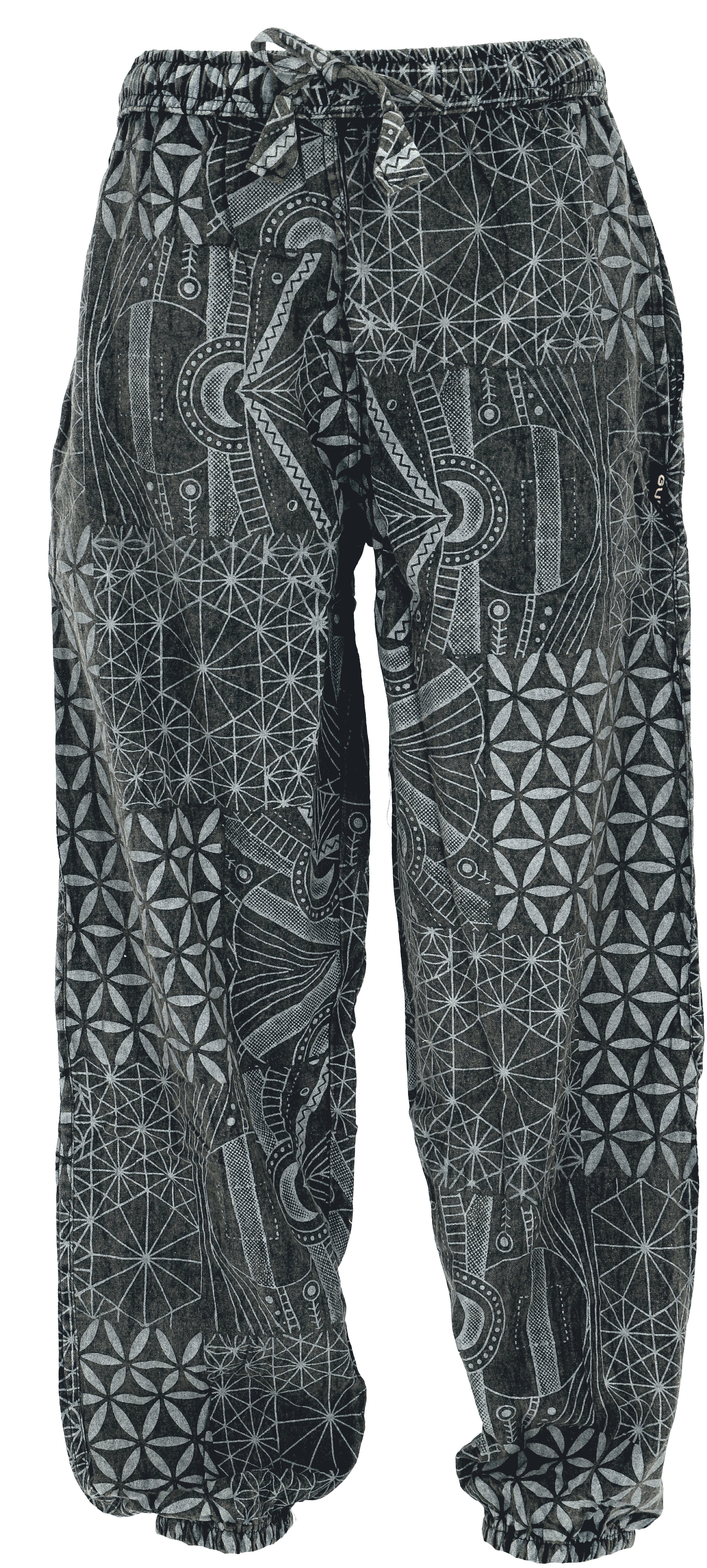 Guru-Shop Relaxhose Stonewash Yogahose, Unisex Baumwoll-Goa-Hose.. Retro, Ethno Style, alternative Bekleidung
