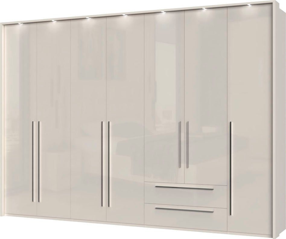 Places of Style Drehtürenschrank Piano, inklusive Rahmen und Beleuchtung, soft-close-Funktion (viele Breiten zur Auswahl, 226cm hoch, mit jeweils 2 Schubladen) beige oder weiß, UV lackiert, Hochglanzfronten, FSC-zertifiziert. Reduzierter Preis € 1.562,12. Unverbindliche Preisempfehlung € 2.377,00