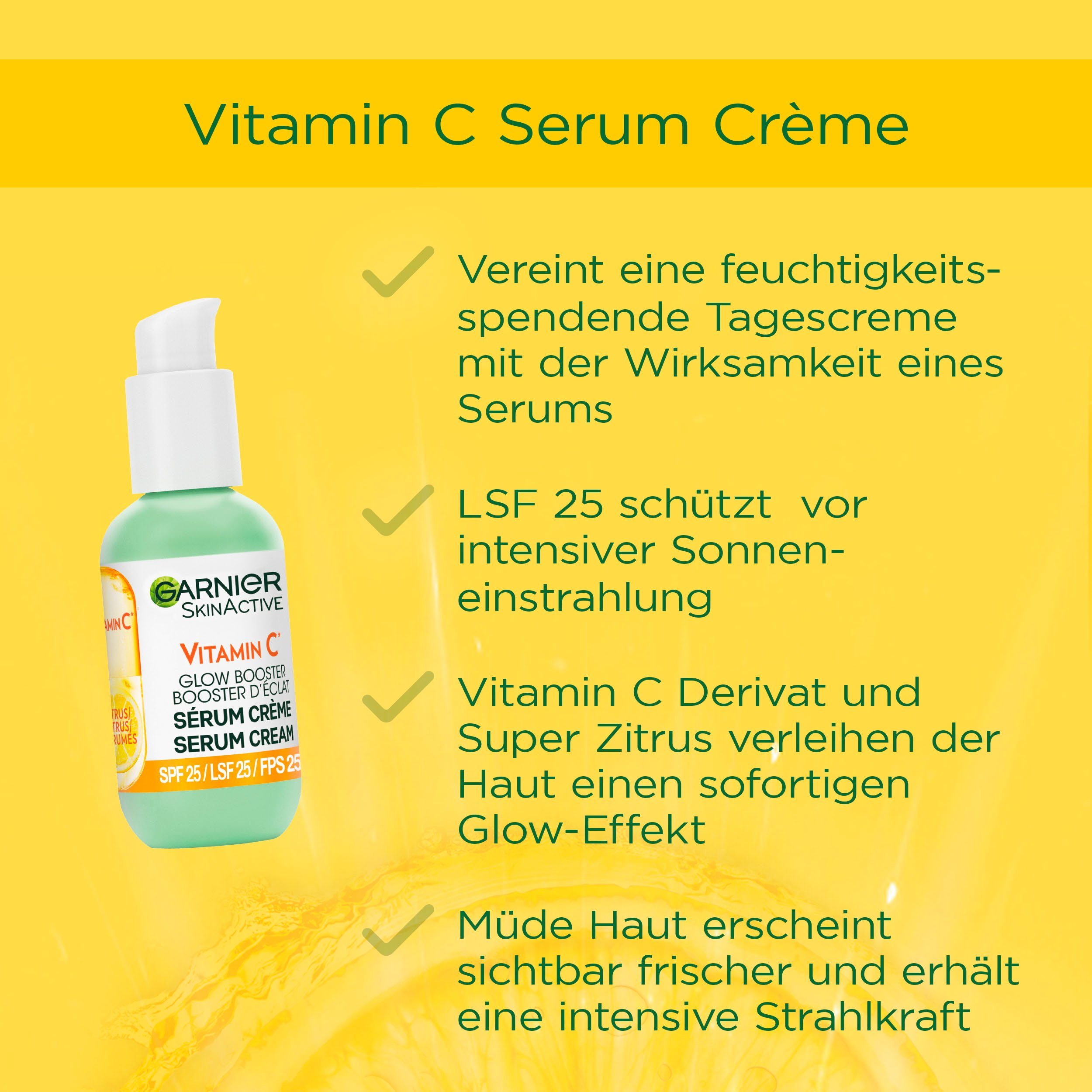 GARNIER Gesichtspflege-Set VITAMIN C GLOW BOOSTER SET Set, 2-tlg., ebenmäßigeres Hautbild, mildert Anzeichen für Müdigkeit, für mehr Glow