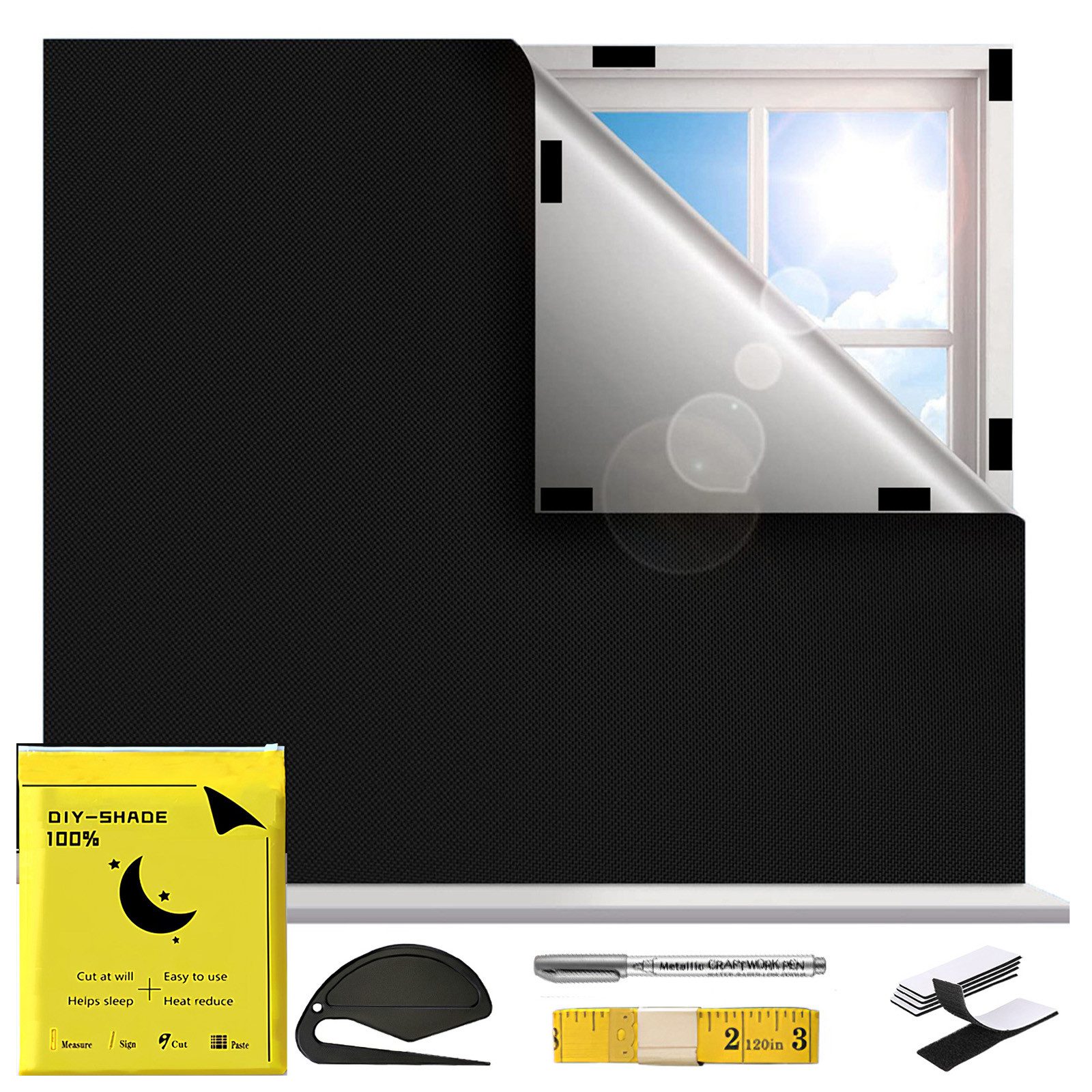 Verdunklungsrollo Verdunkelung Stoff Ohne Bohren 350x145 günstig online kaufen