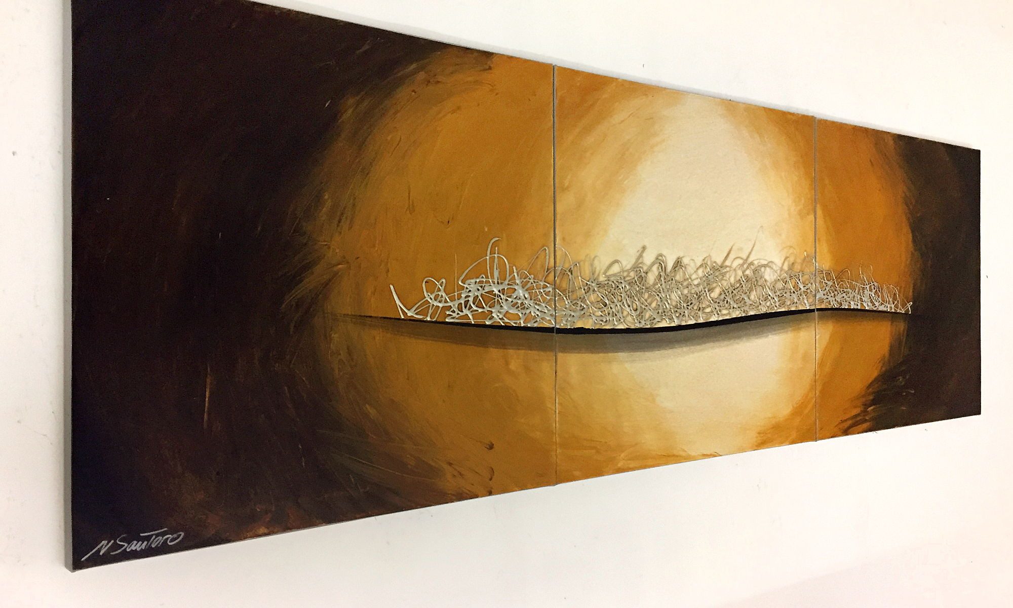 WandbilderXXL XXL-Wandbild Mirage 210 x 70 cm, Abstraktes Gemälde, handgemaltes Unikat