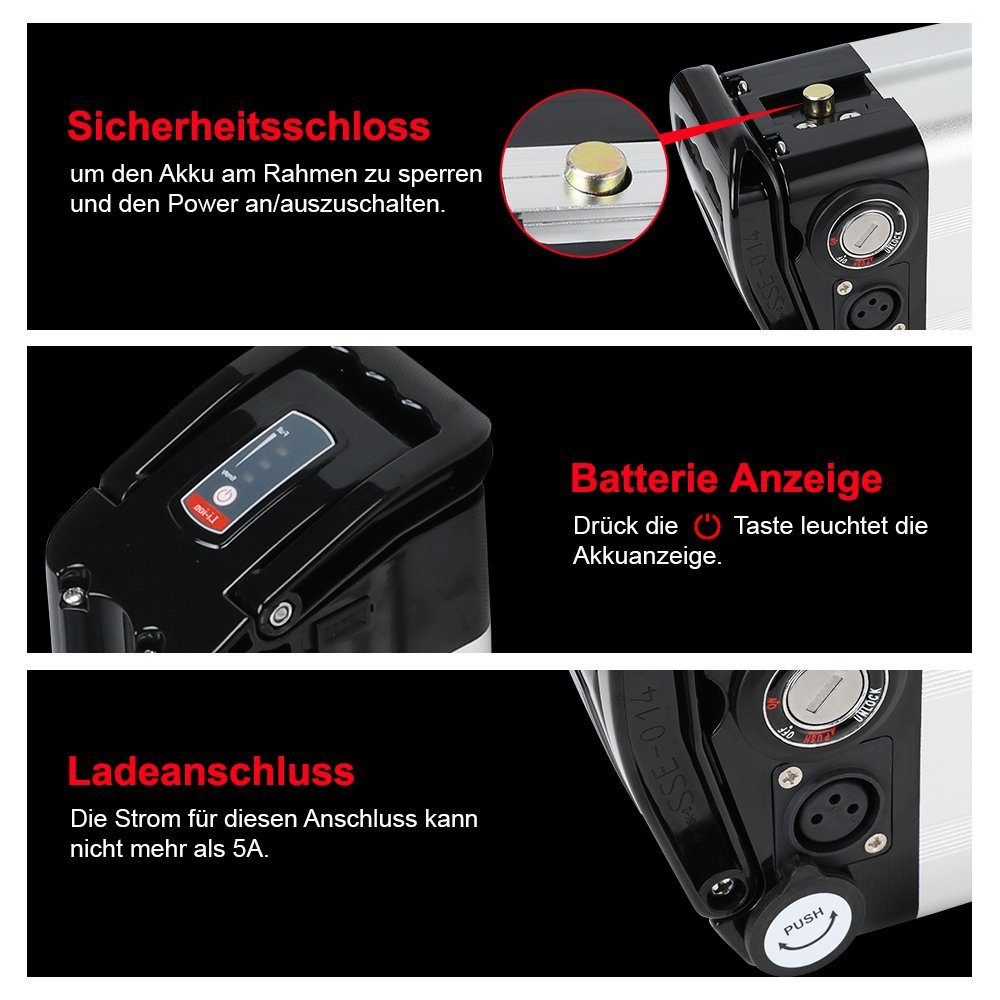 YOSE POWER E bike Akku 36V(37V) 10,4Ah 385Wh Ersatzakku ZL1010-F E-Bike Akku (36 V) – Bild 4 von 5