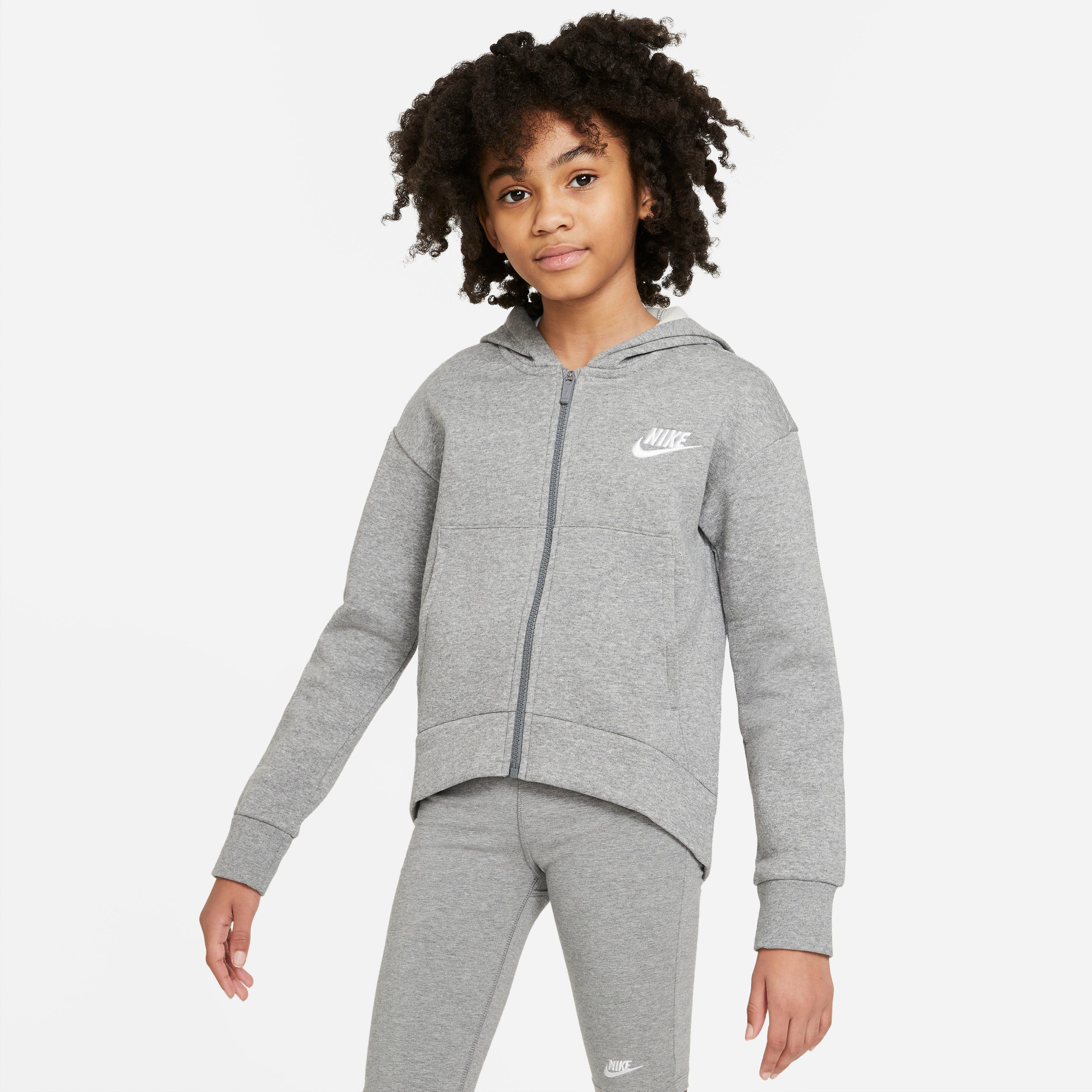 Big Kids' grau Sportswear Nike Hoodie Club (Girls) Full-Zip Fleece Kapuzensweatjacke