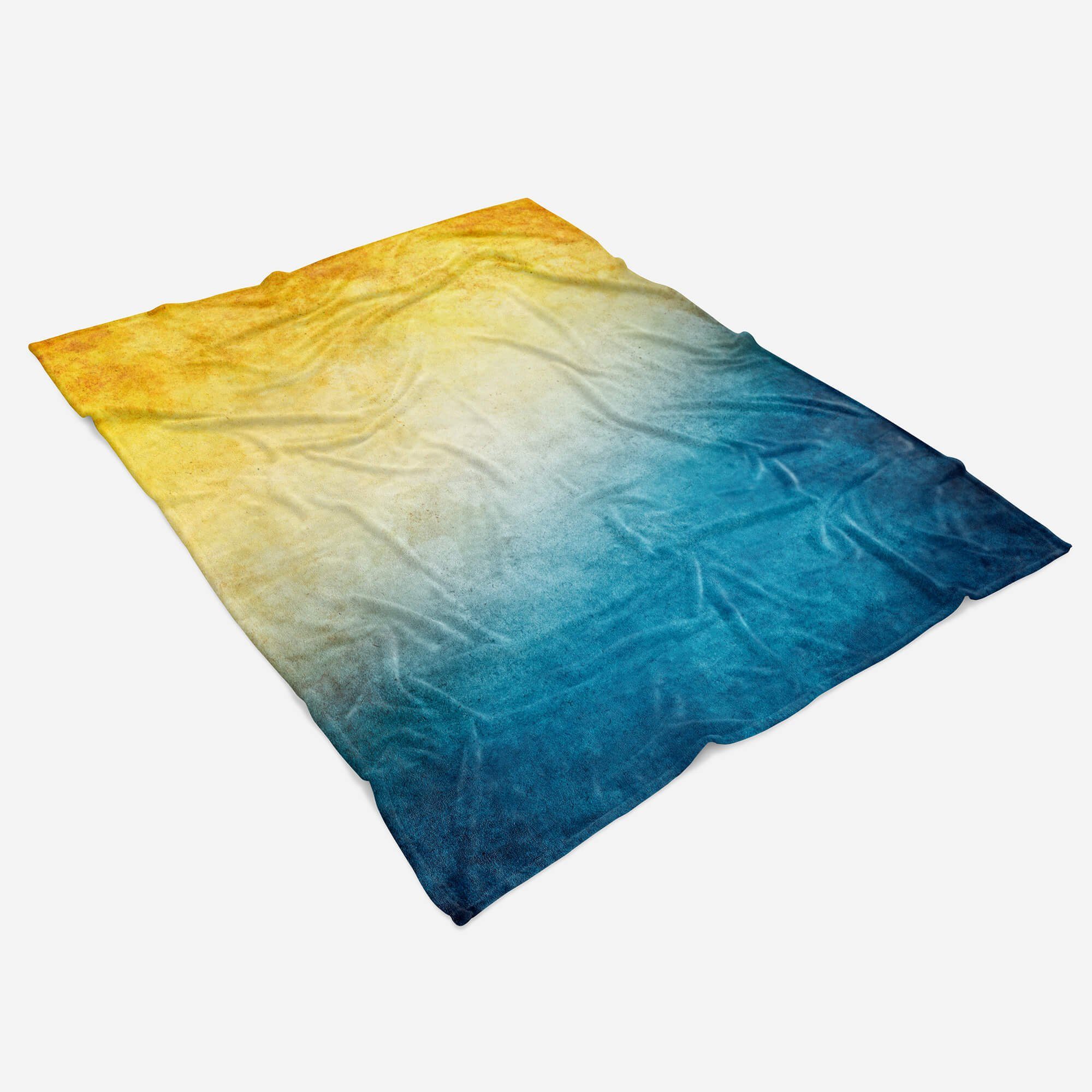 Gelb Farben Sc, (1-St), Baumwolle-Polyester-Mix Sinus Handtücher Abstrakt Strandhandtuch Art mit Handtuch Handtuch Kuscheldecke Saunatuch Fotomotiv Blau