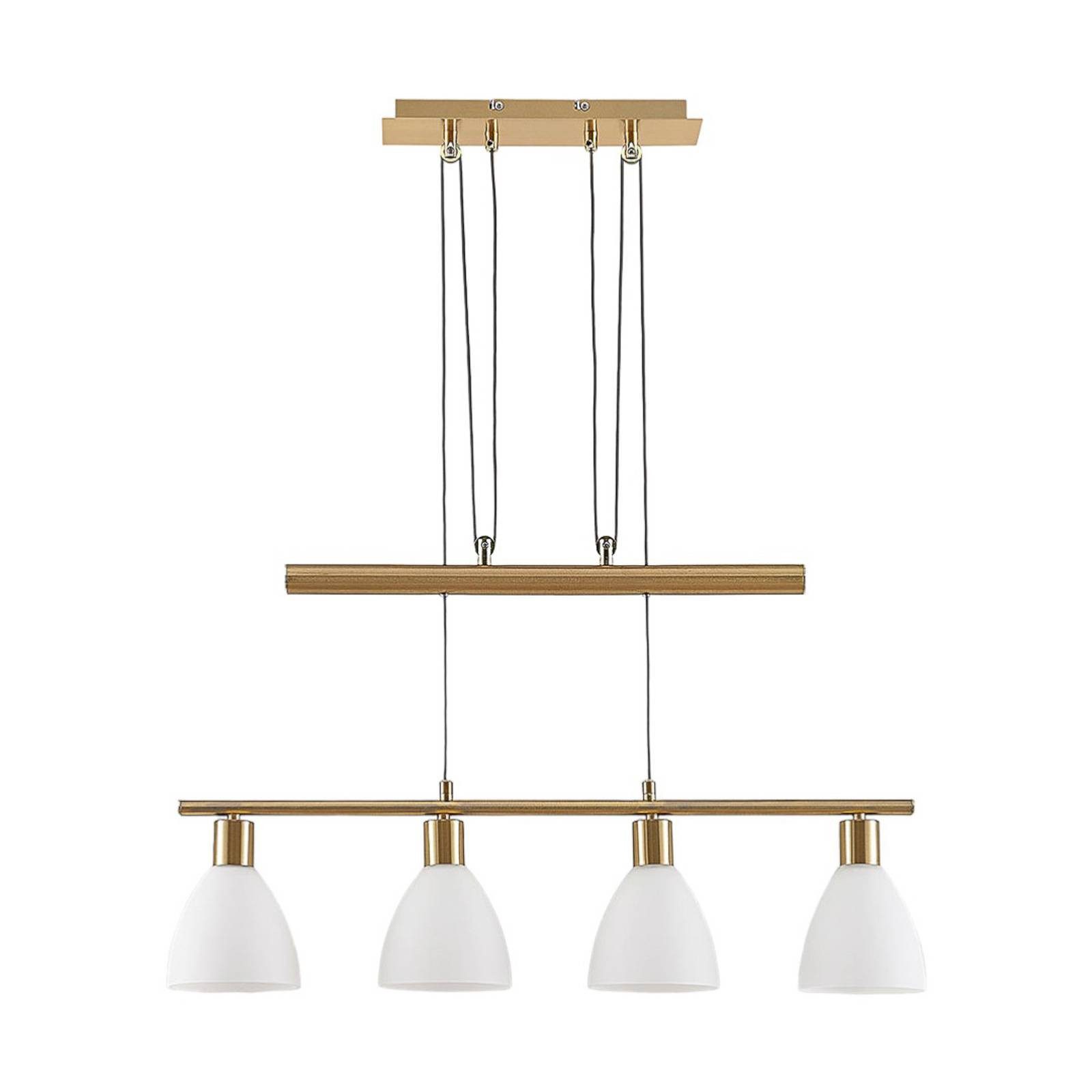 Lindby Hängeleuchte Simeon, Glas Gold / Messing IP20, 4 x 40 W