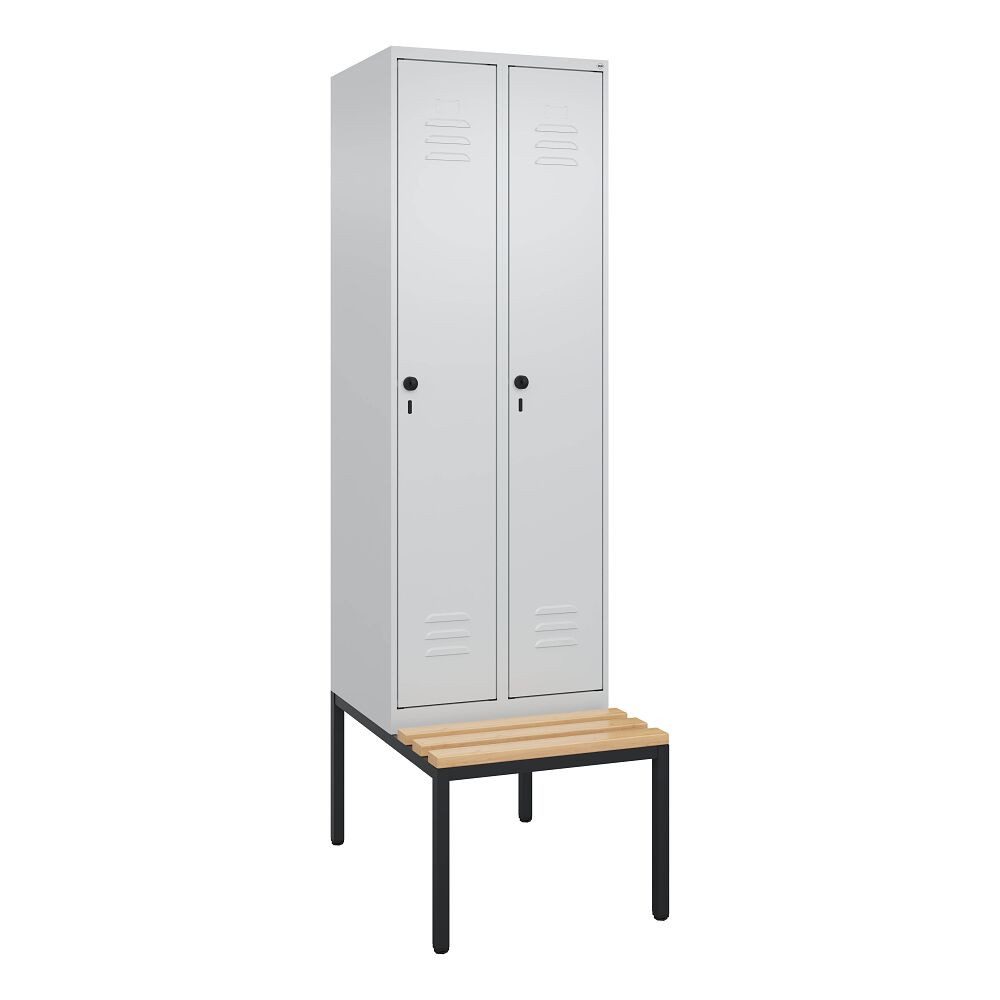 C+P Garderobenschrank Garderobenschrank Classic Plus, Abteilbreite 30 cm, mit Sitzbank Raumgewinn durch Korpushöhe 1700 mm