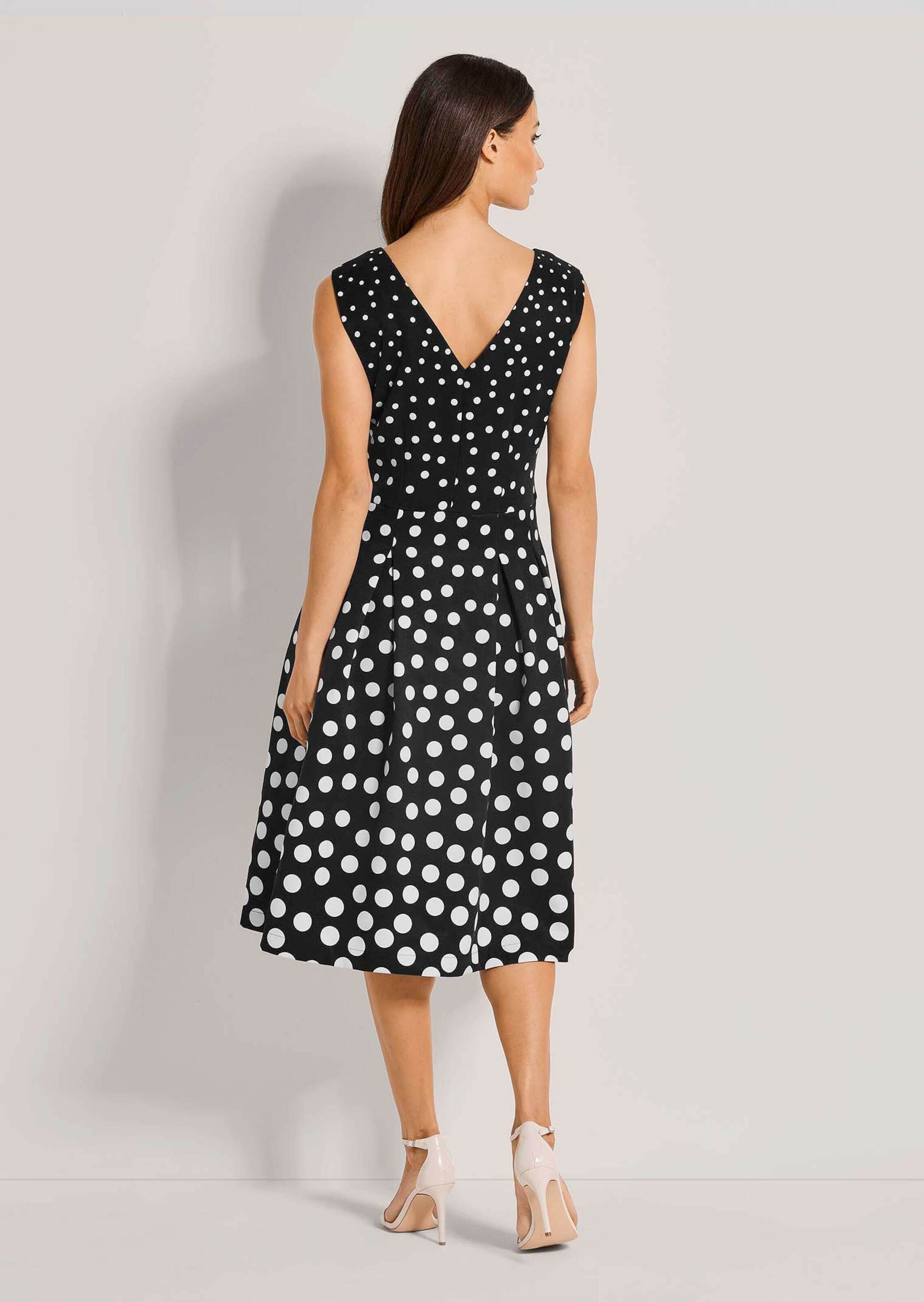 MADELEINE Midikleid Kurzarm Tupfenkleid in Midilänge Ärmelloses Design mit V-Ausschnitt hinten