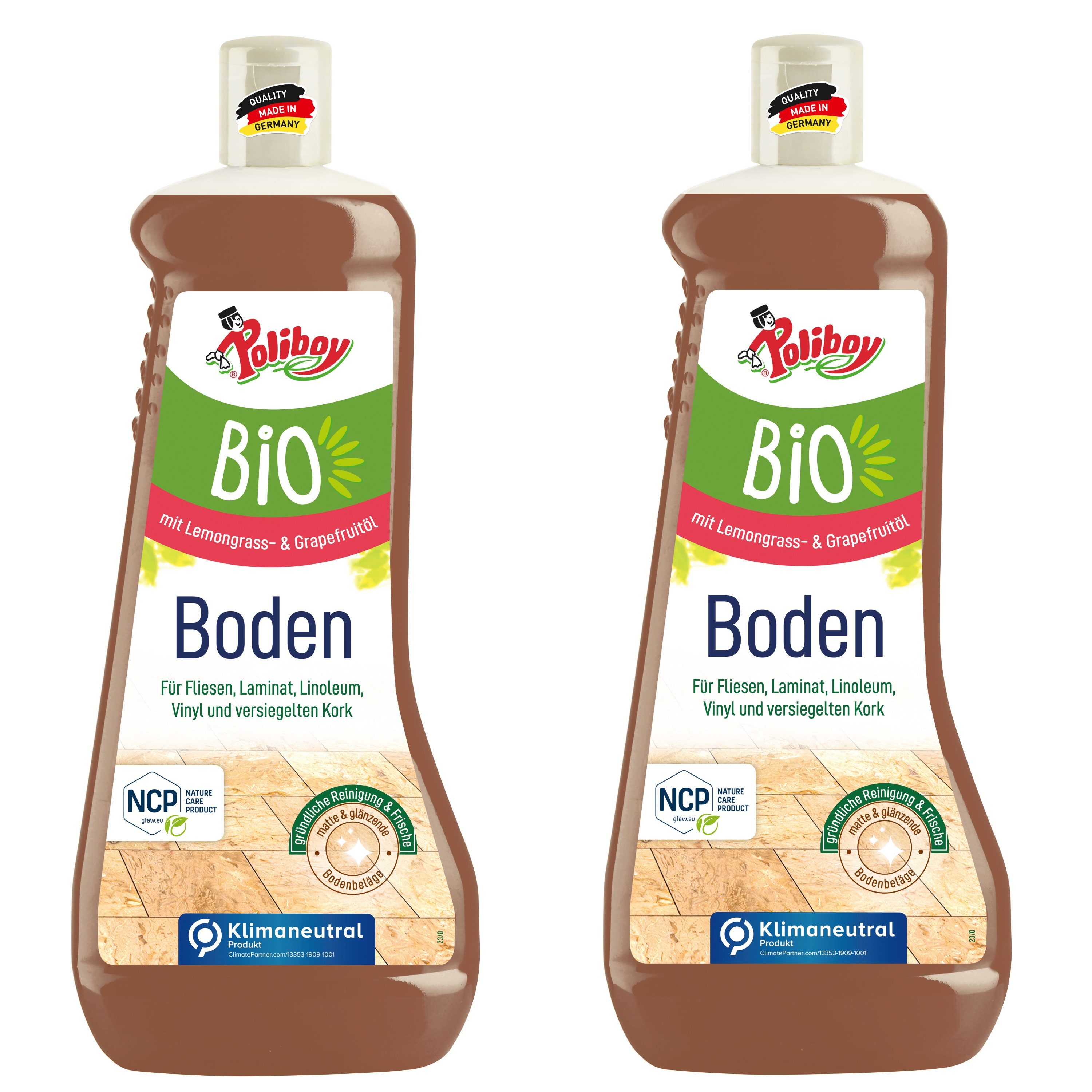 poliboy Bio Reiniger - 2 Liter Fussbodenreiniger (zur Reinigung aller Fliesen- und Laminatböden - Made in Germany)