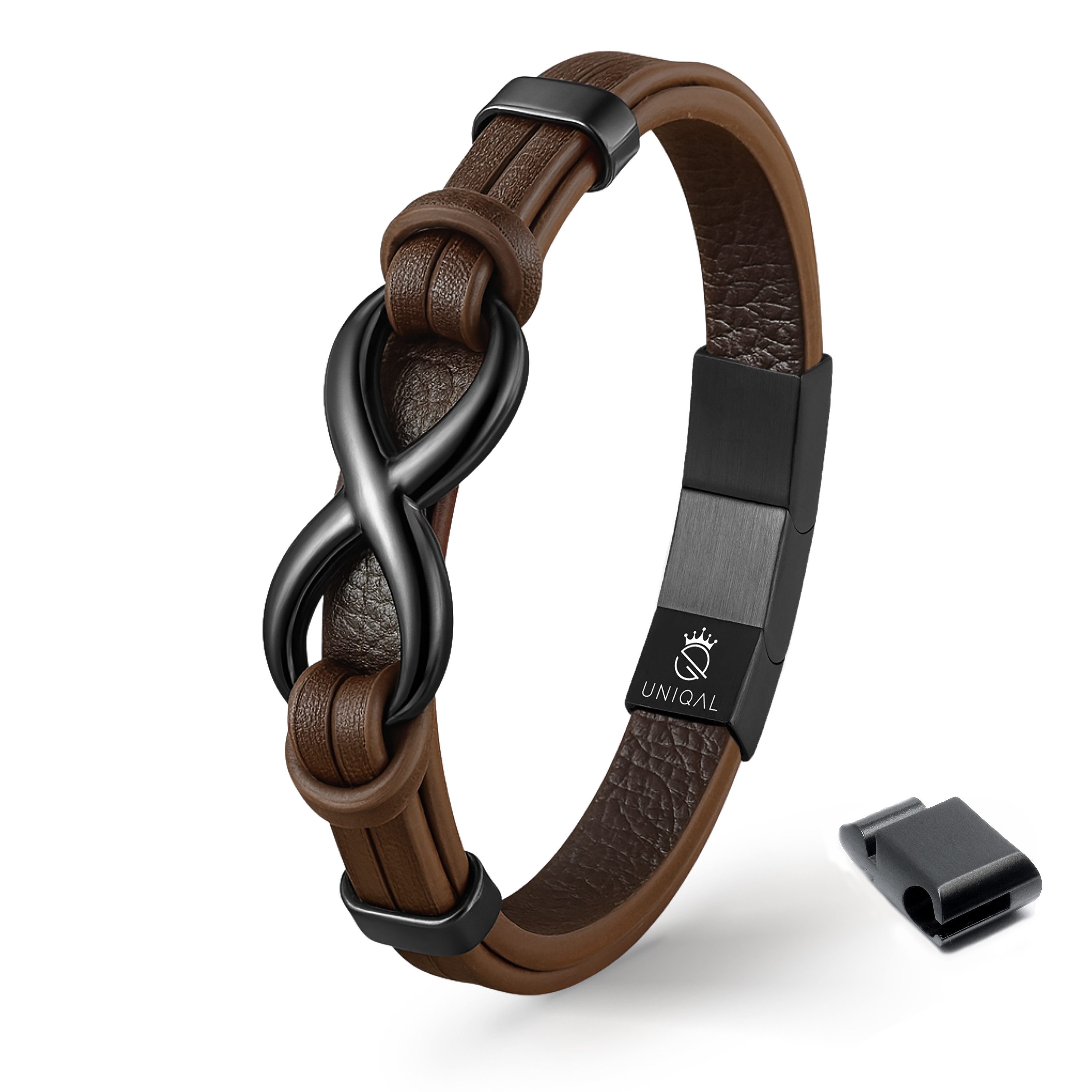 UNIQAL.de Lederarmband Unendlichkeit Leder Armband "INFINITY" Herren (Edelstahl, Echtleder, Casual Style, Handgefertigt), Designed in Germany