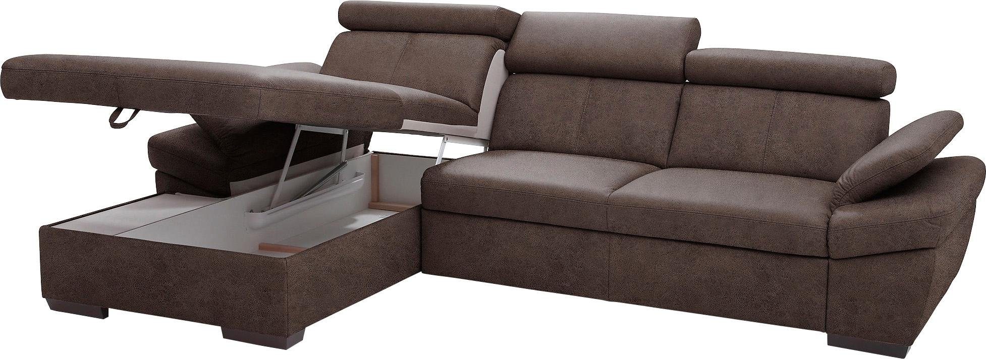 exxpo - sofa fashion Ecksofa Salerno, Funktionssofa, Breite 280cm, hoher Sitzkomfort, L-Form, inkl. Kopf- und Armteilverstellung, wahlweise mit Bettfunktion – Bild 4 von 5